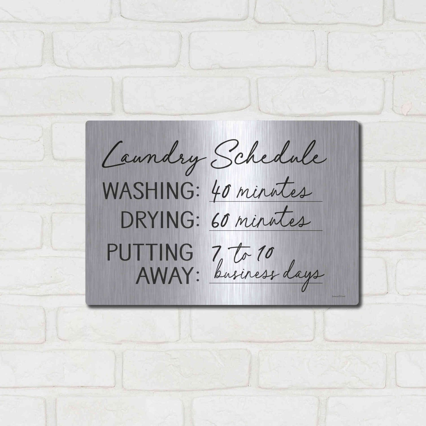 Luxe Metal Art 'Laundry Schedule' by Lettered & Lined, Metal Wall Art,16x12