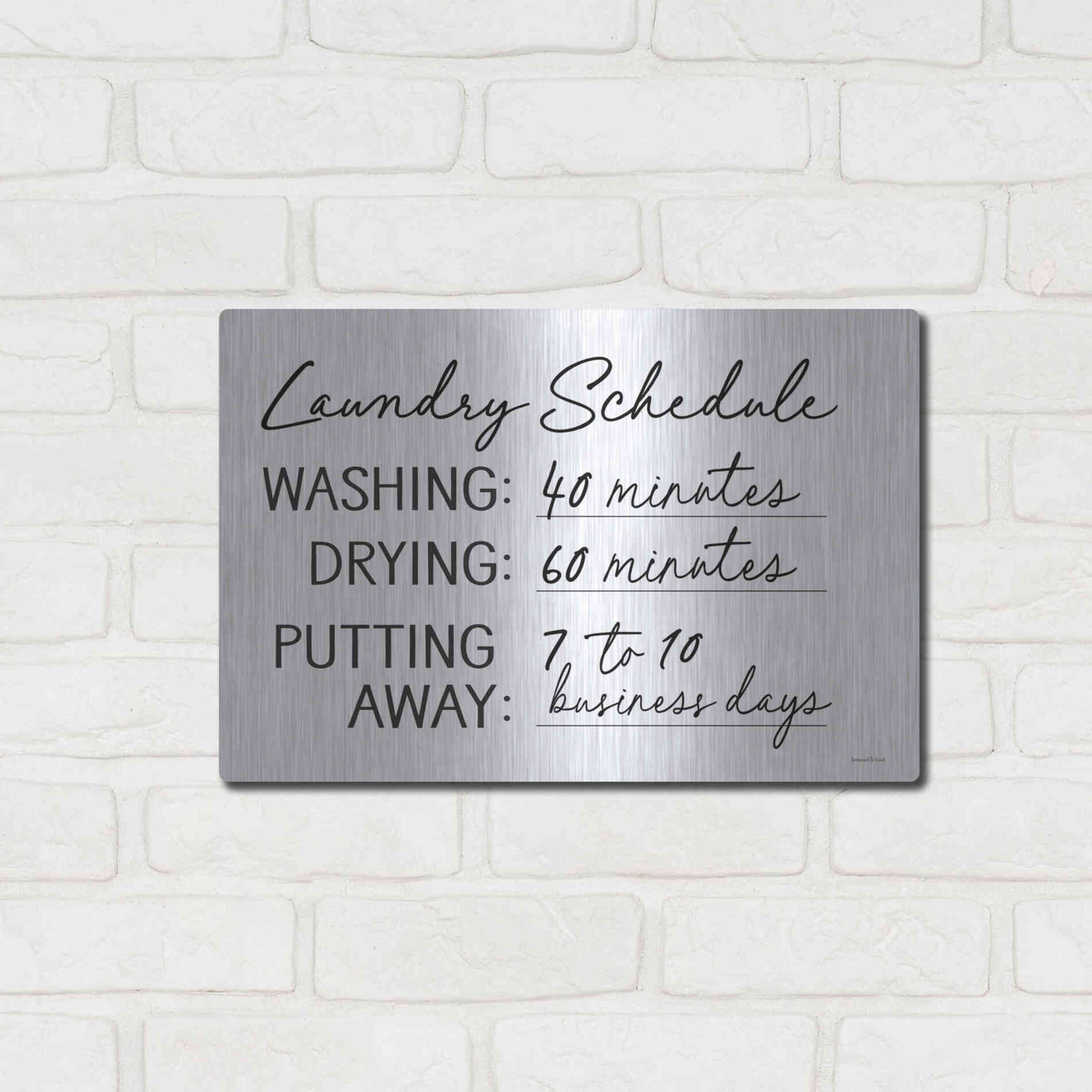 Luxe Metal Art 'Laundry Schedule' by Lettered & Lined, Metal Wall Art,16x12