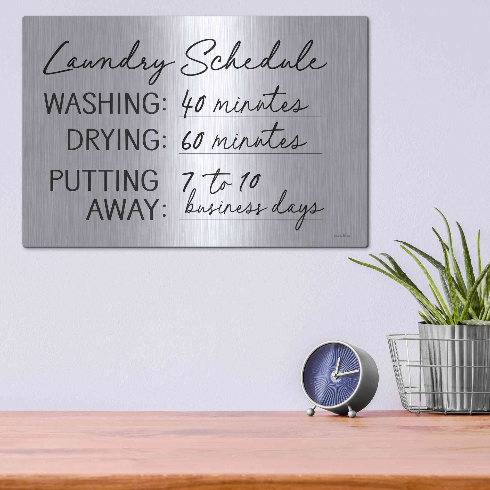 Luxe Metal Art 'Laundry Schedule' by Lettered & Lined, Metal Wall Art,16x12