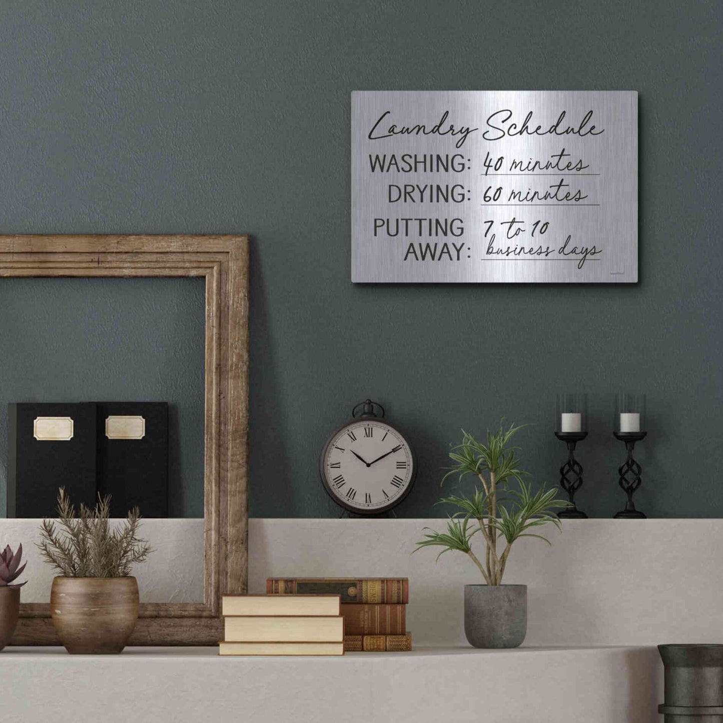 Luxe Metal Art 'Laundry Schedule' by Lettered & Lined, Metal Wall Art,16x12