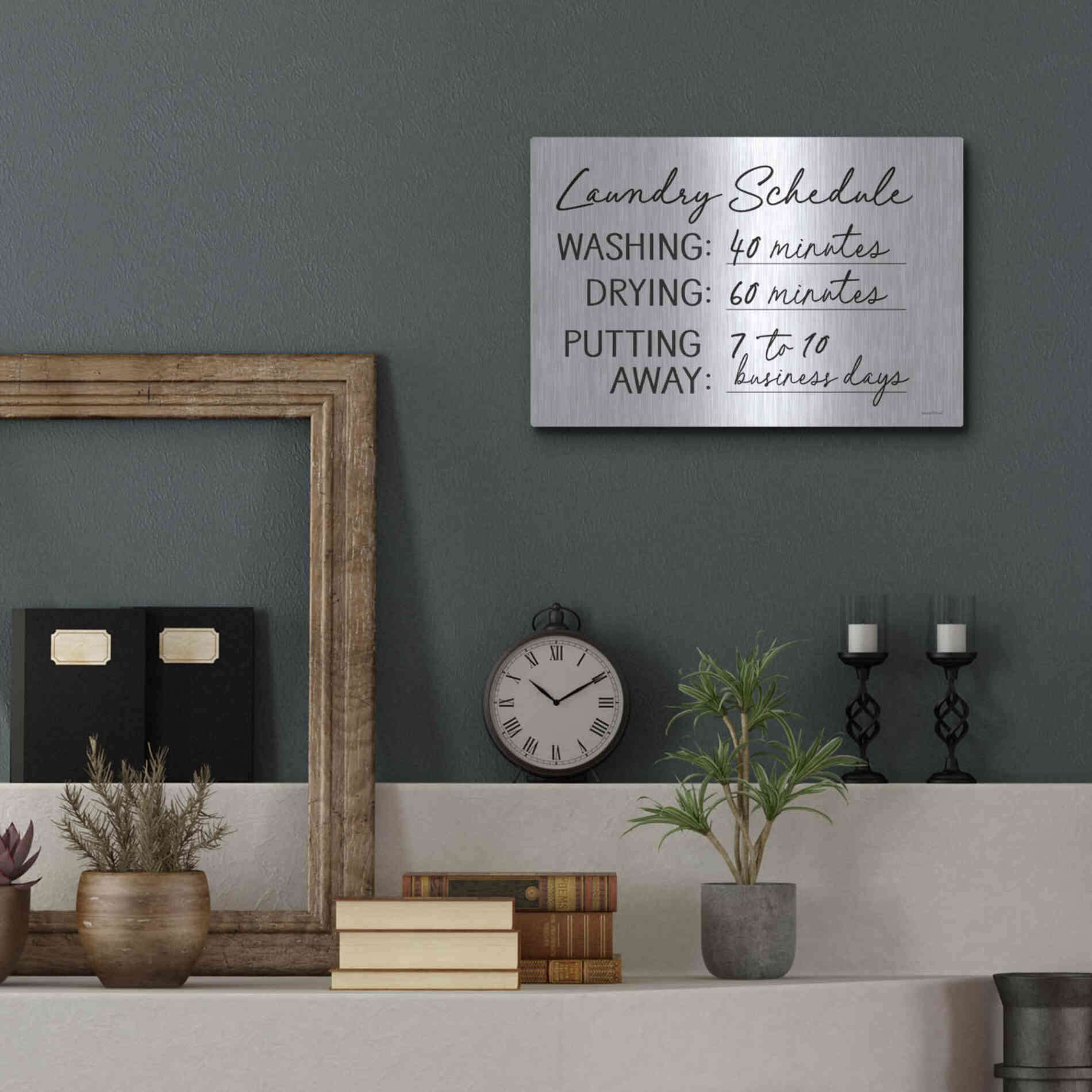 Luxe Metal Art 'Laundry Schedule' by Lettered & Lined, Metal Wall Art,16x12