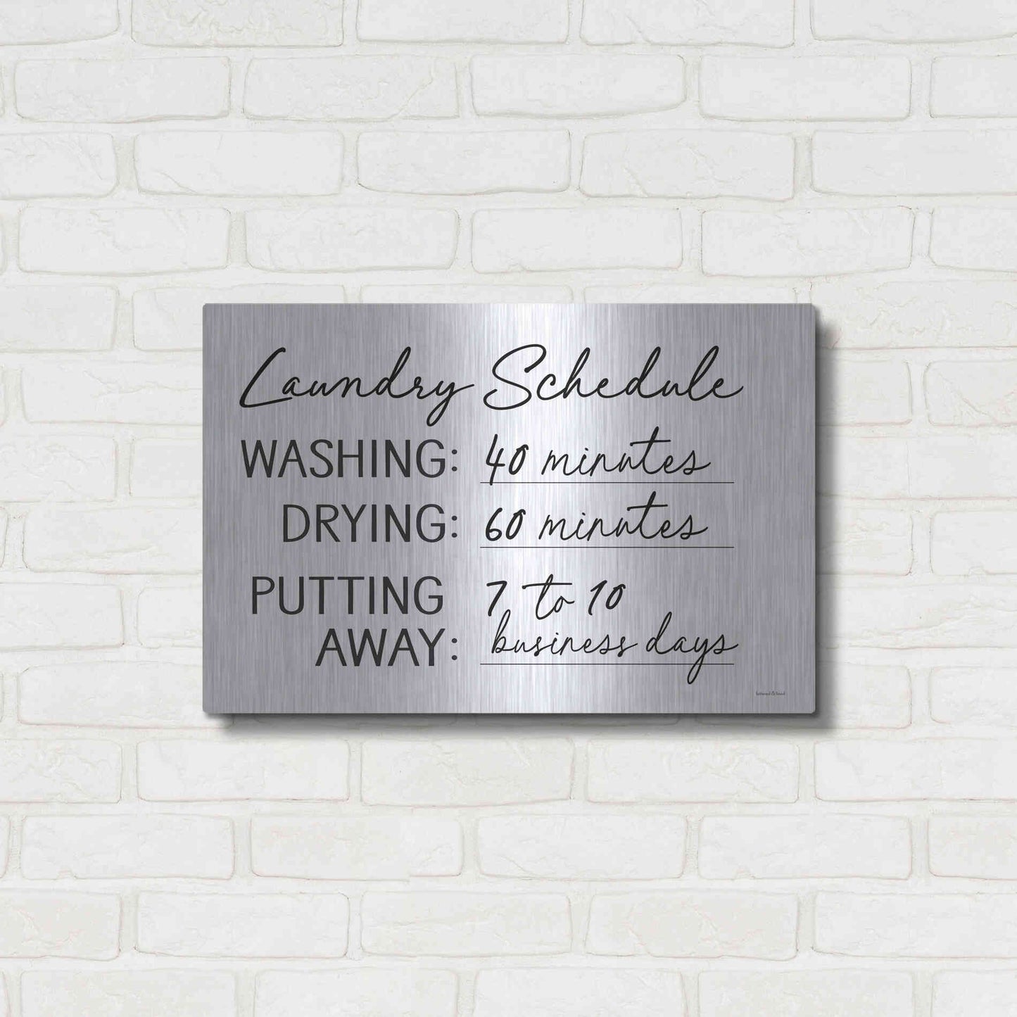 Luxe Metal Art 'Laundry Schedule' by Lettered & Lined, Metal Wall Art,24x16