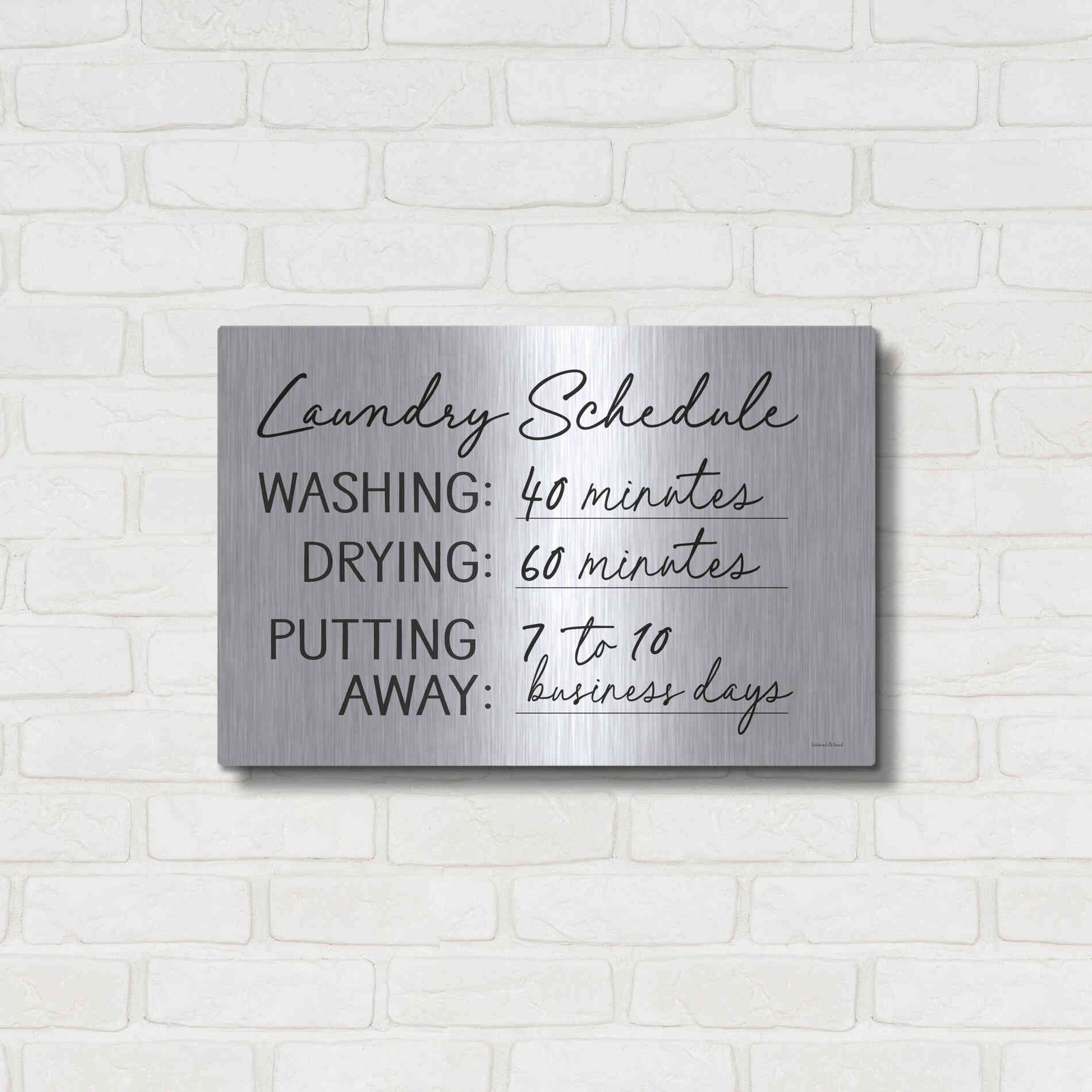 Luxe Metal Art 'Laundry Schedule' by Lettered & Lined, Metal Wall Art,24x16