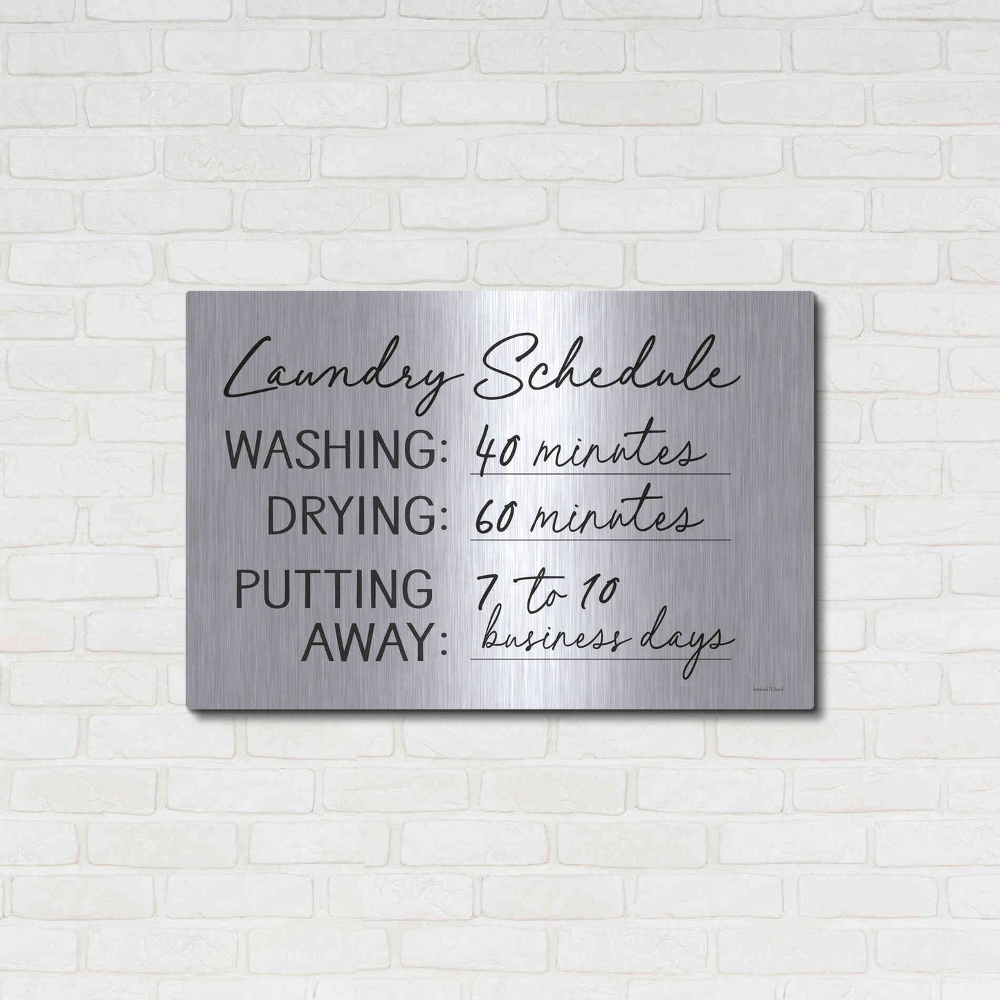 Luxe Metal Art 'Laundry Schedule' by Lettered & Lined, Metal Wall Art,36x24