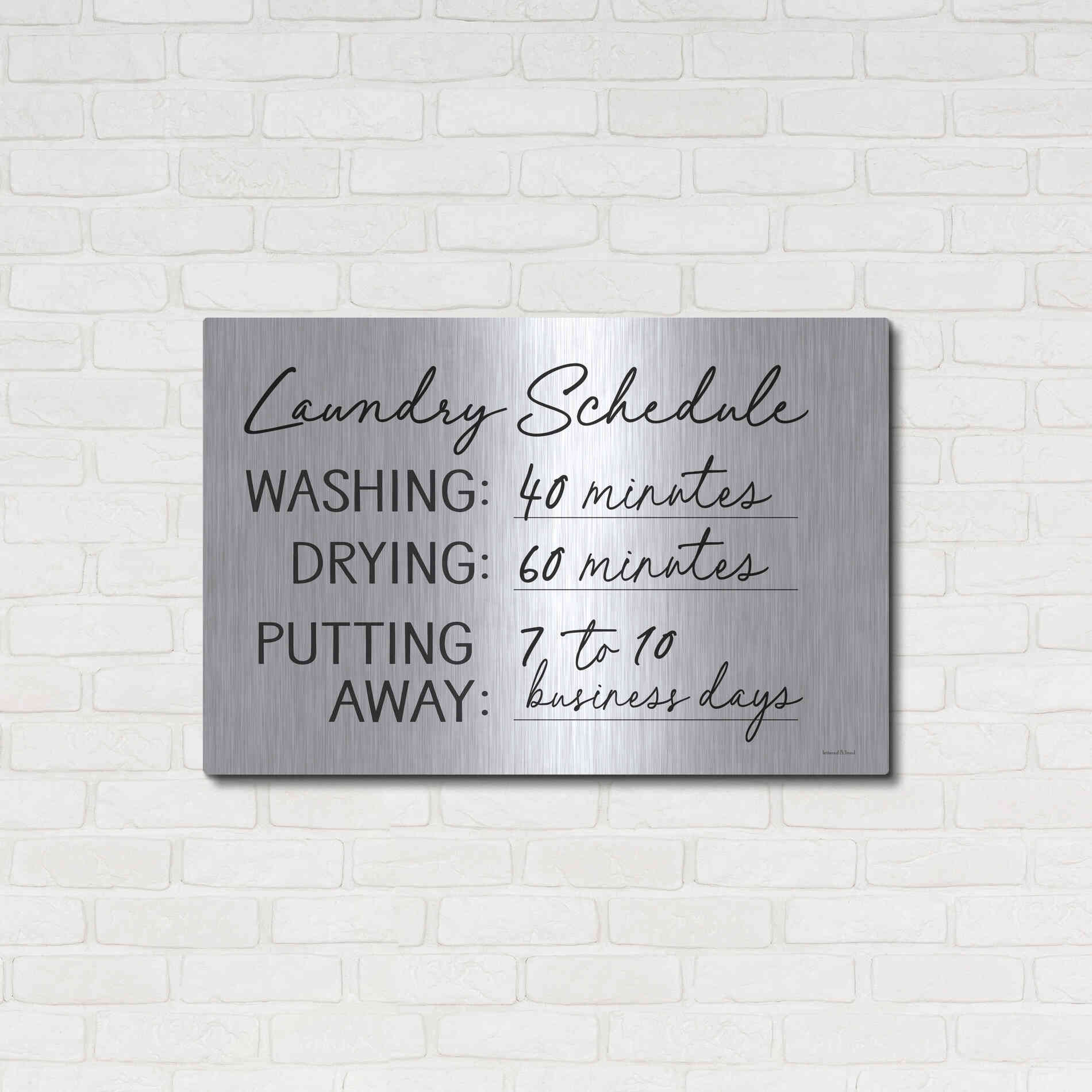 Luxe Metal Art 'Laundry Schedule' by Lettered & Lined, Metal Wall Art,36x24