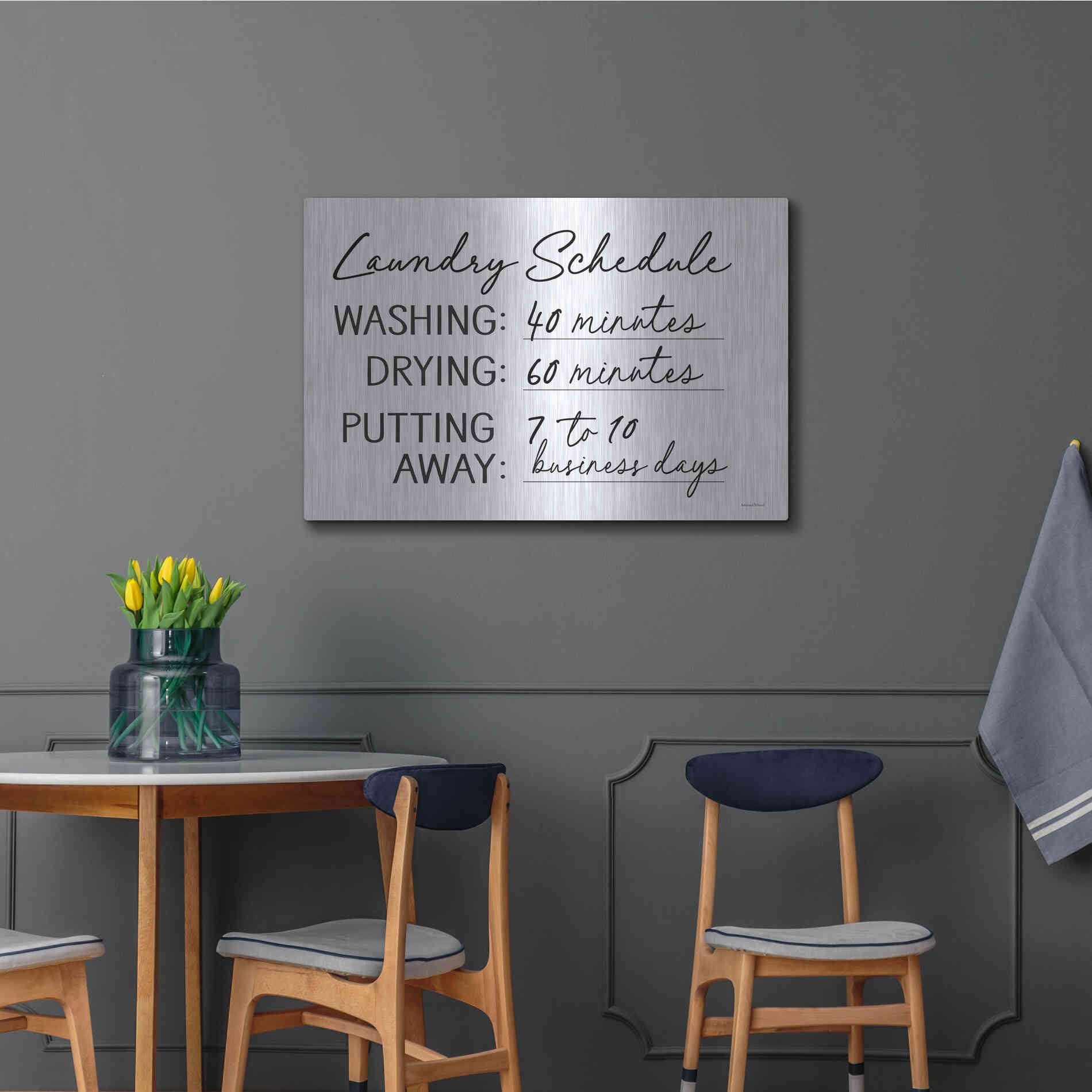 Luxe Metal Art 'Laundry Schedule' by Lettered & Lined, Metal Wall Art,36x24