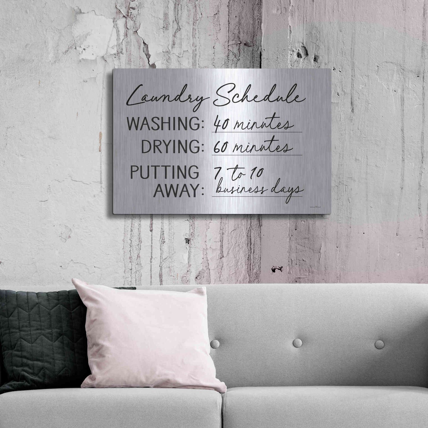 Luxe Metal Art 'Laundry Schedule' by Lettered & Lined, Metal Wall Art,36x24
