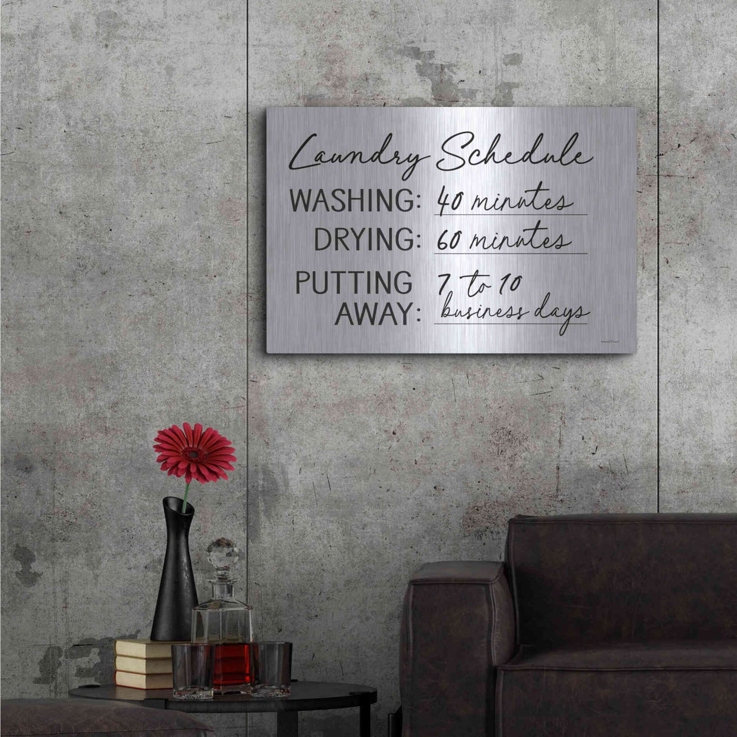 Luxe Metal Art 'Laundry Schedule' by Lettered & Lined, Metal Wall Art,36x24