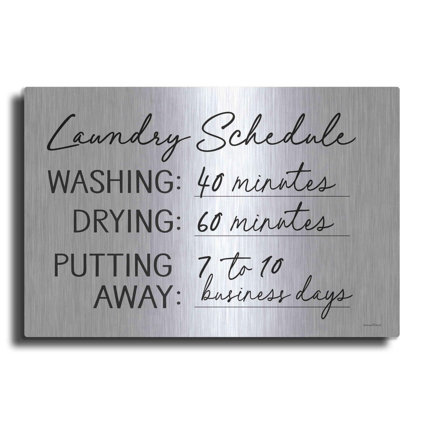 Luxe Metal Art 'Laundry Schedule' by Lettered & Lined, Metal Wall Art