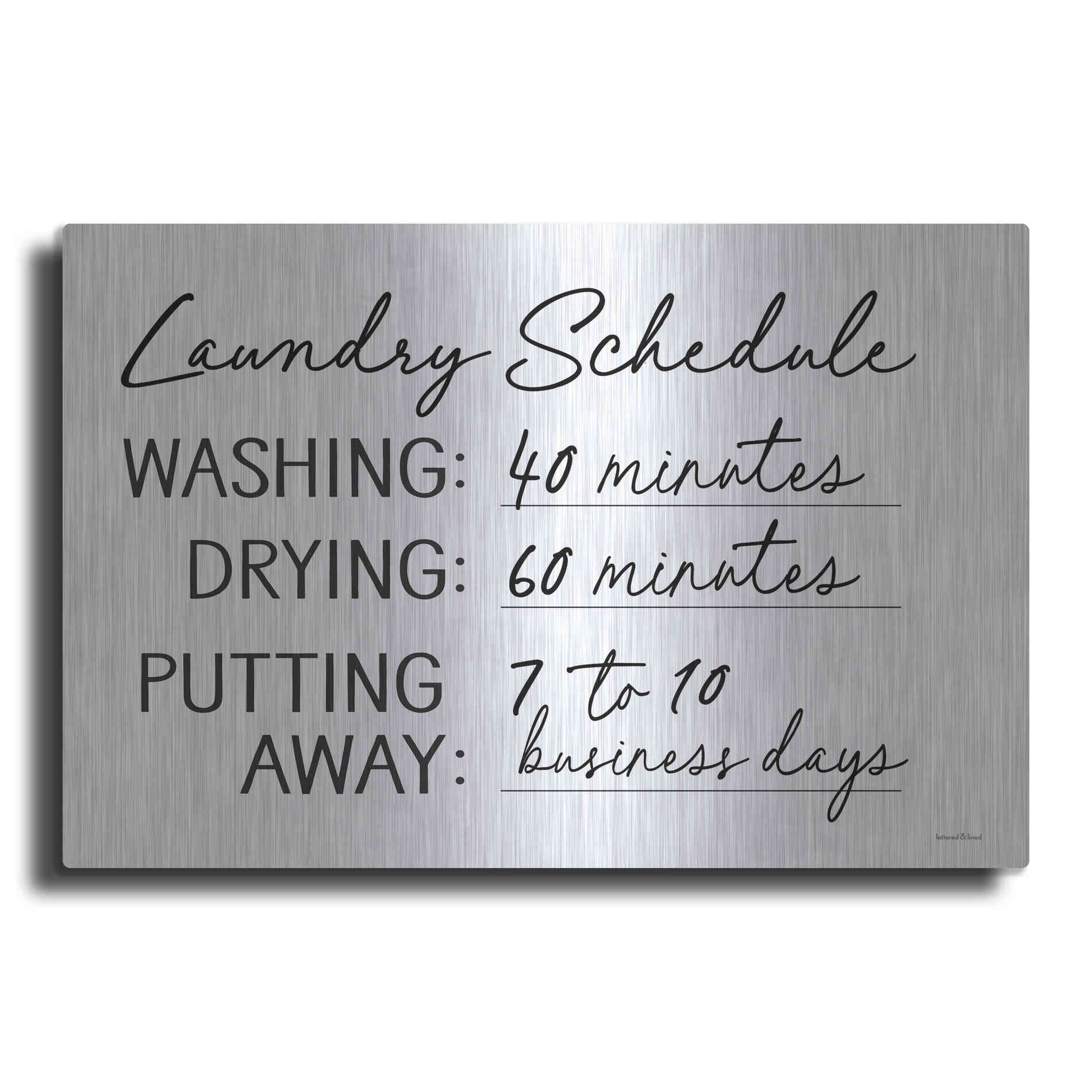 Luxe Metal Art 'Laundry Schedule' by Lettered & Lined, Metal Wall Art