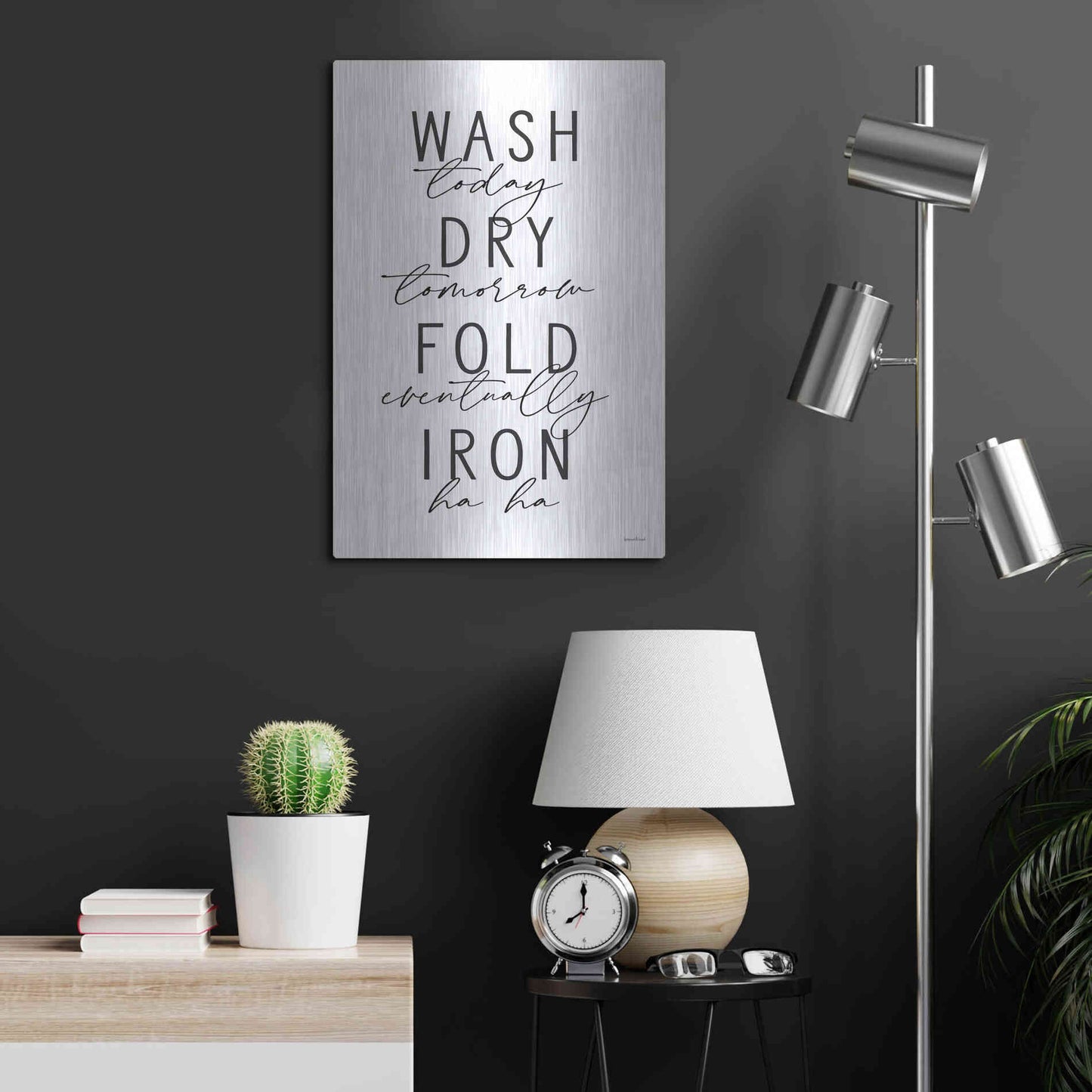 Luxe Metal Art 'Wash Today' by Lettered & Lined, Metal Wall Art,16x24
