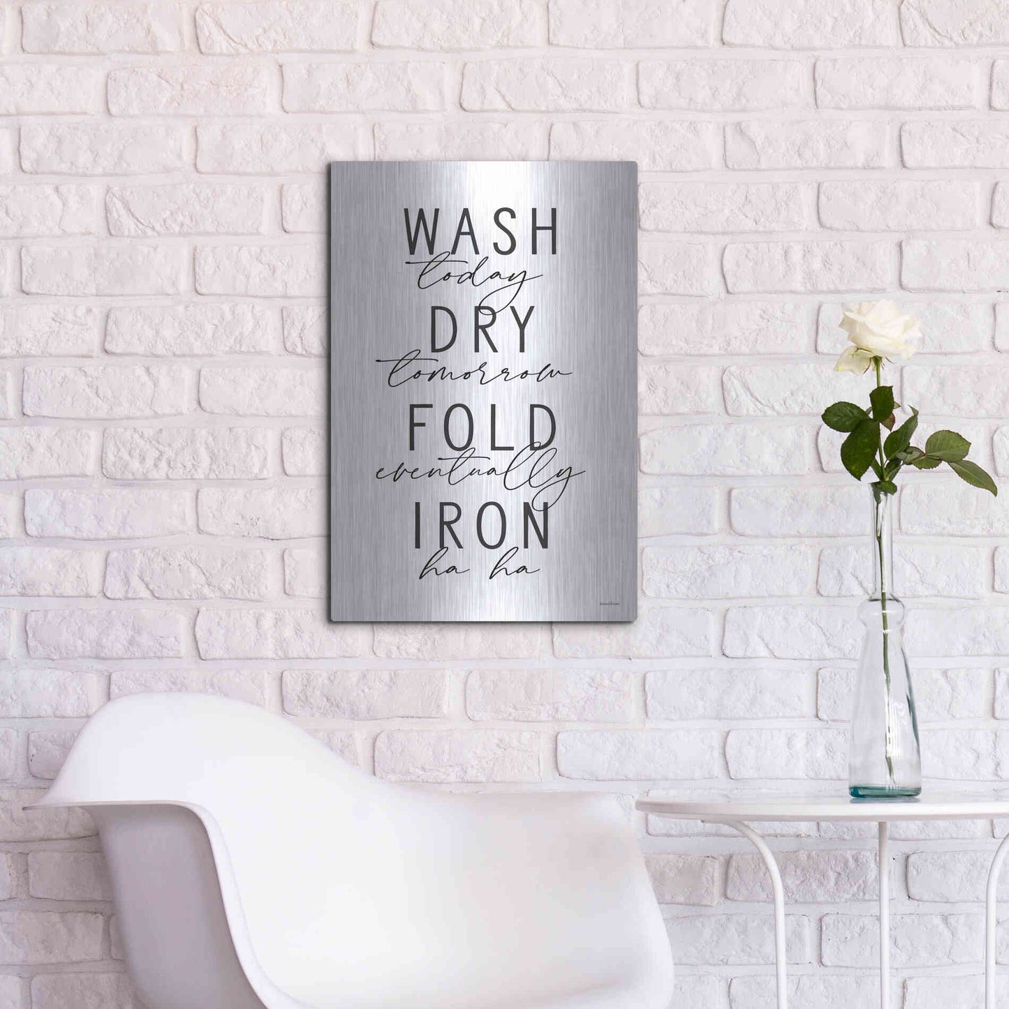 Luxe Metal Art 'Wash Today' by Lettered & Lined, Metal Wall Art,16x24