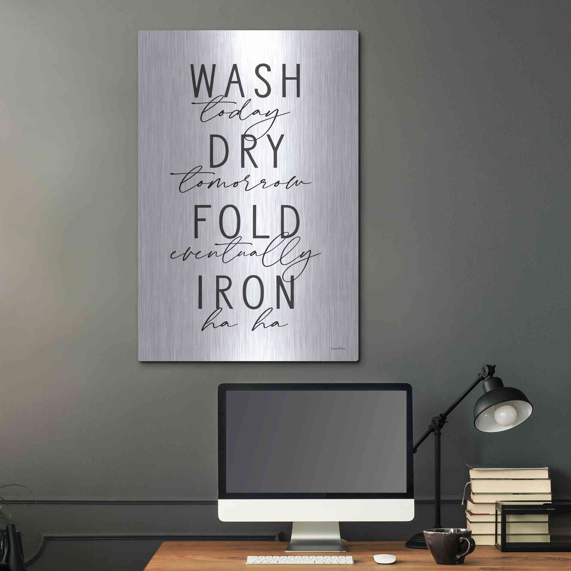 Luxe Metal Art 'Wash Today' by Lettered & Lined, Metal Wall Art,24x36