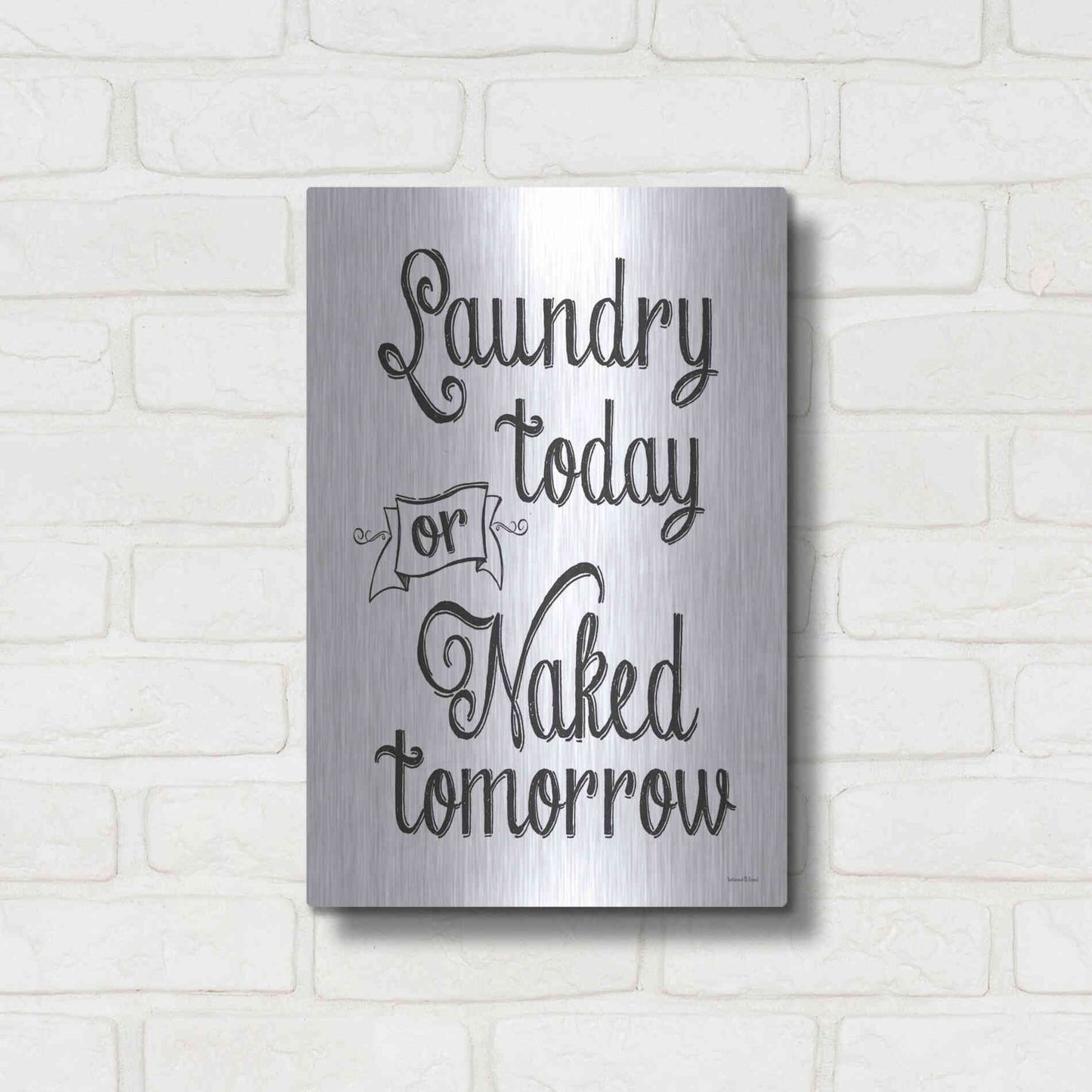 Luxe Metal Art 'Laundry Today' by Lettered & Lined, Metal Wall Art,12x16