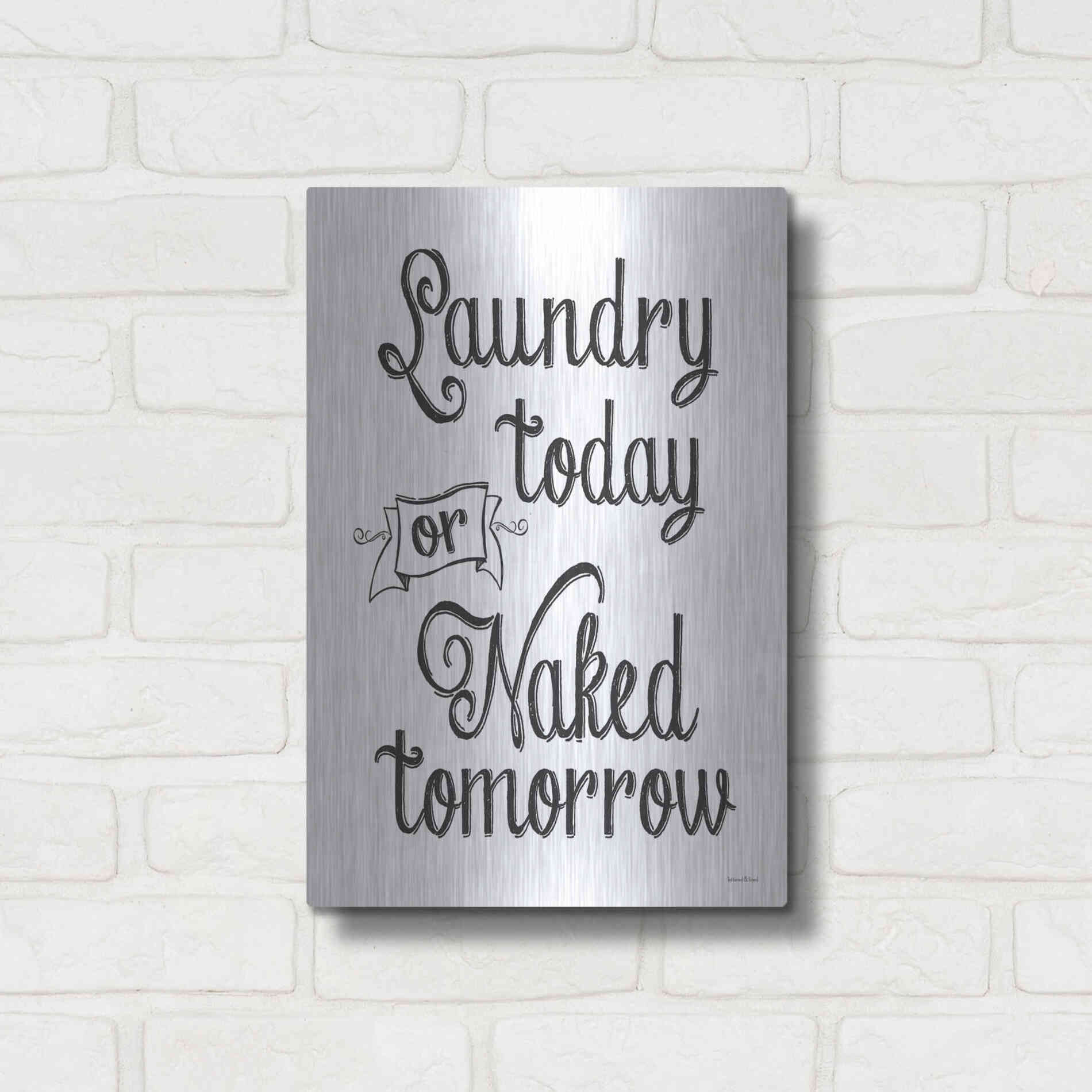 Luxe Metal Art 'Laundry Today' by Lettered & Lined, Metal Wall Art,12x16