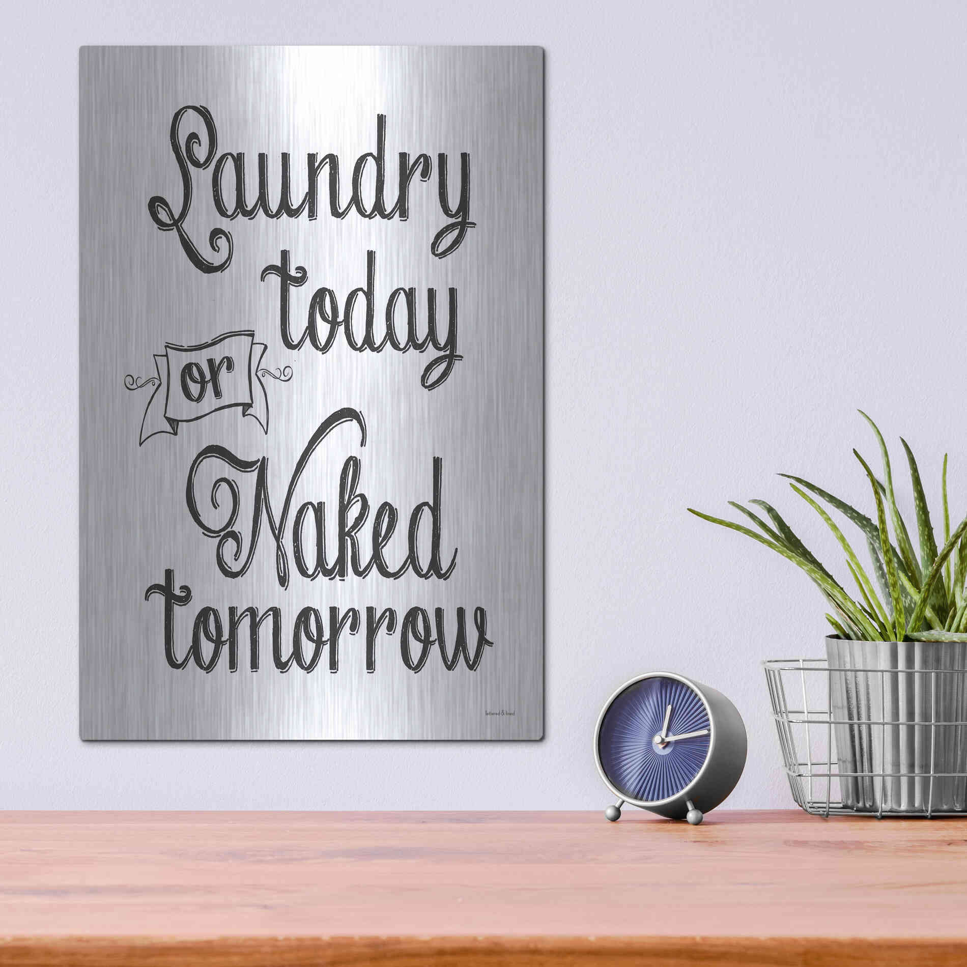 Luxe Metal Art 'Laundry Today' by Lettered & Lined, Metal Wall Art,12x16
