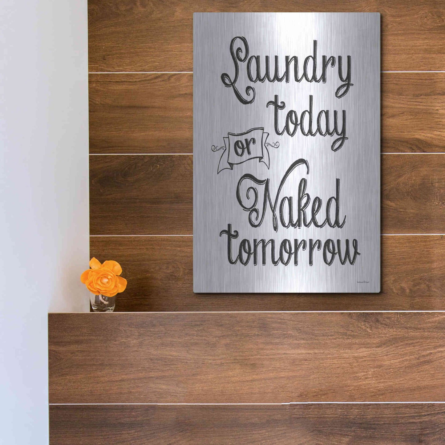 Luxe Metal Art 'Laundry Today' by Lettered & Lined, Metal Wall Art,12x16