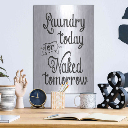 Luxe Metal Art 'Laundry Today' by Lettered & Lined, Metal Wall Art,12x16