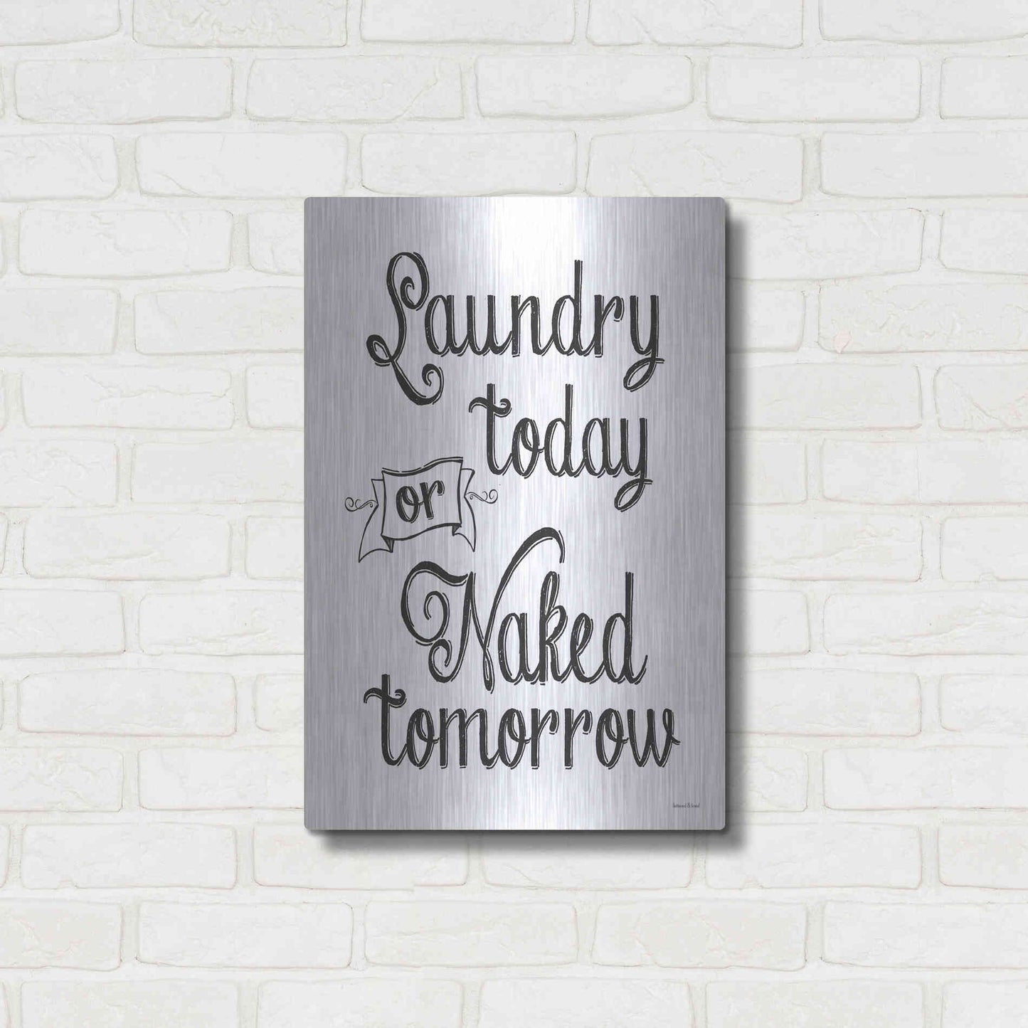 Luxe Metal Art 'Laundry Today' by Lettered & Lined, Metal Wall Art,16x24
