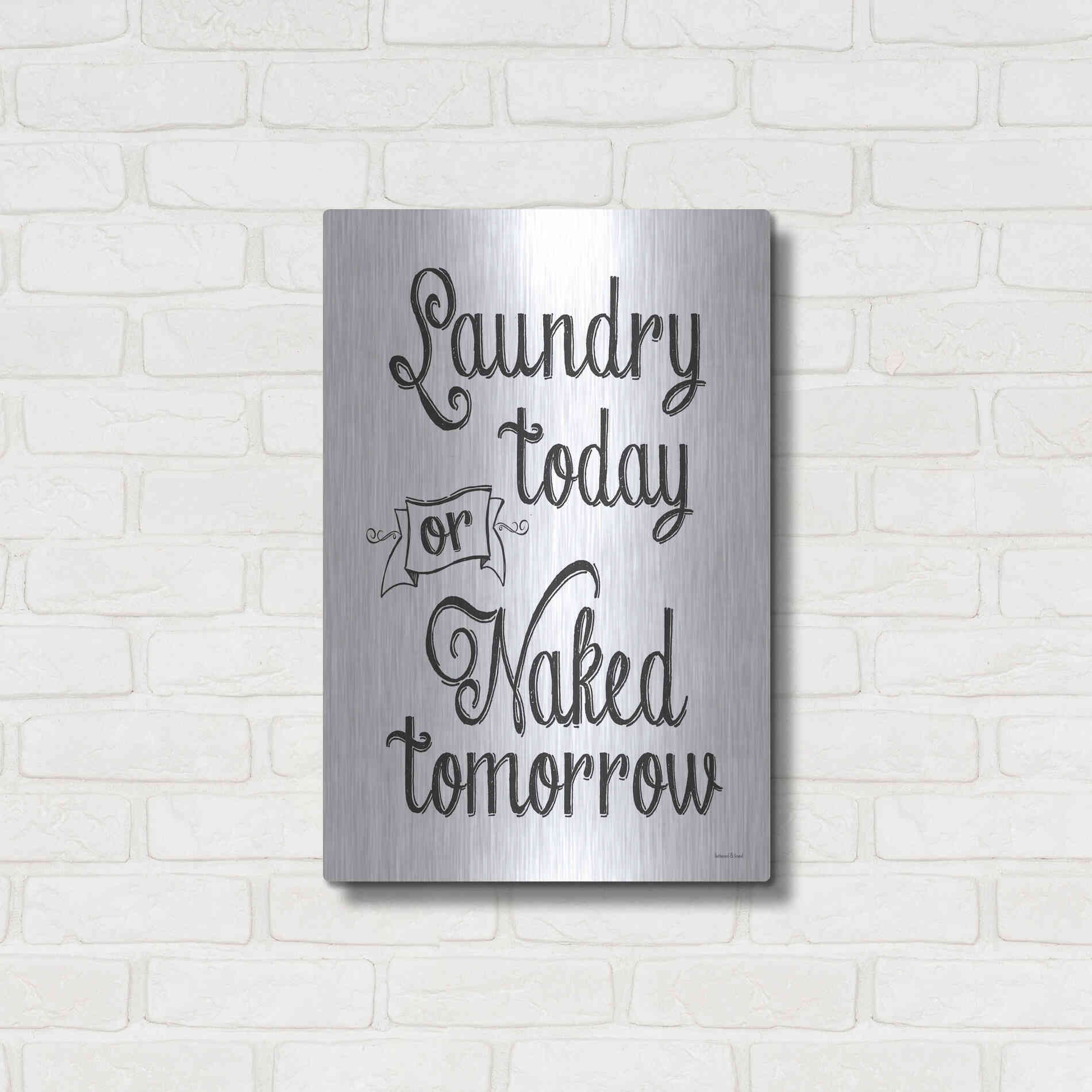 Luxe Metal Art 'Laundry Today' by Lettered & Lined, Metal Wall Art,16x24