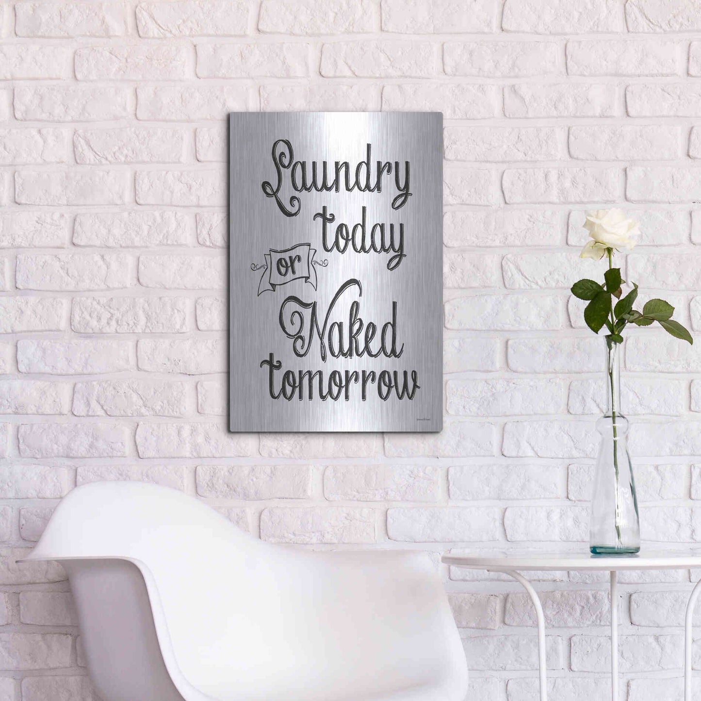 Luxe Metal Art 'Laundry Today' by Lettered & Lined, Metal Wall Art,16x24