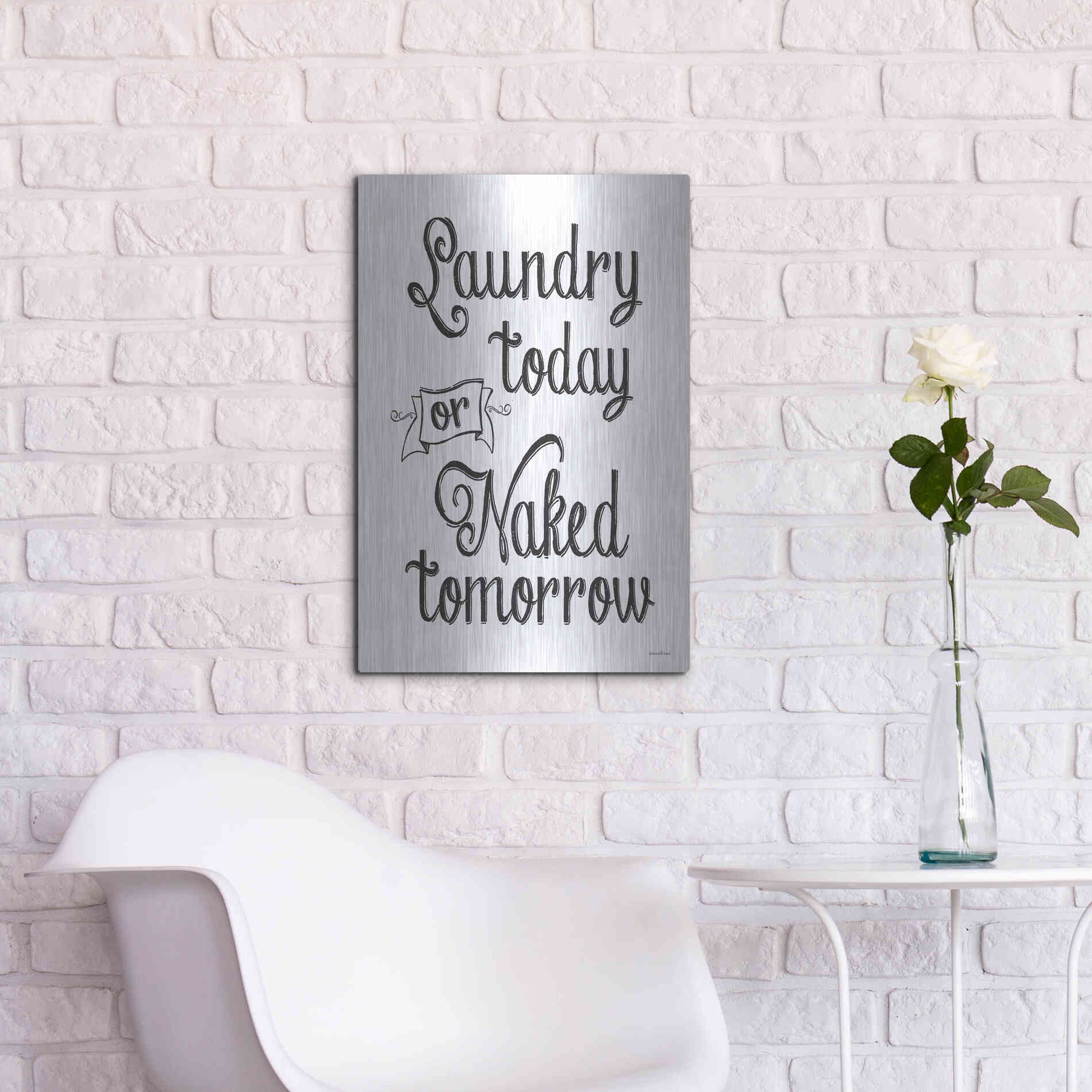 Luxe Metal Art 'Laundry Today' by Lettered & Lined, Metal Wall Art,16x24