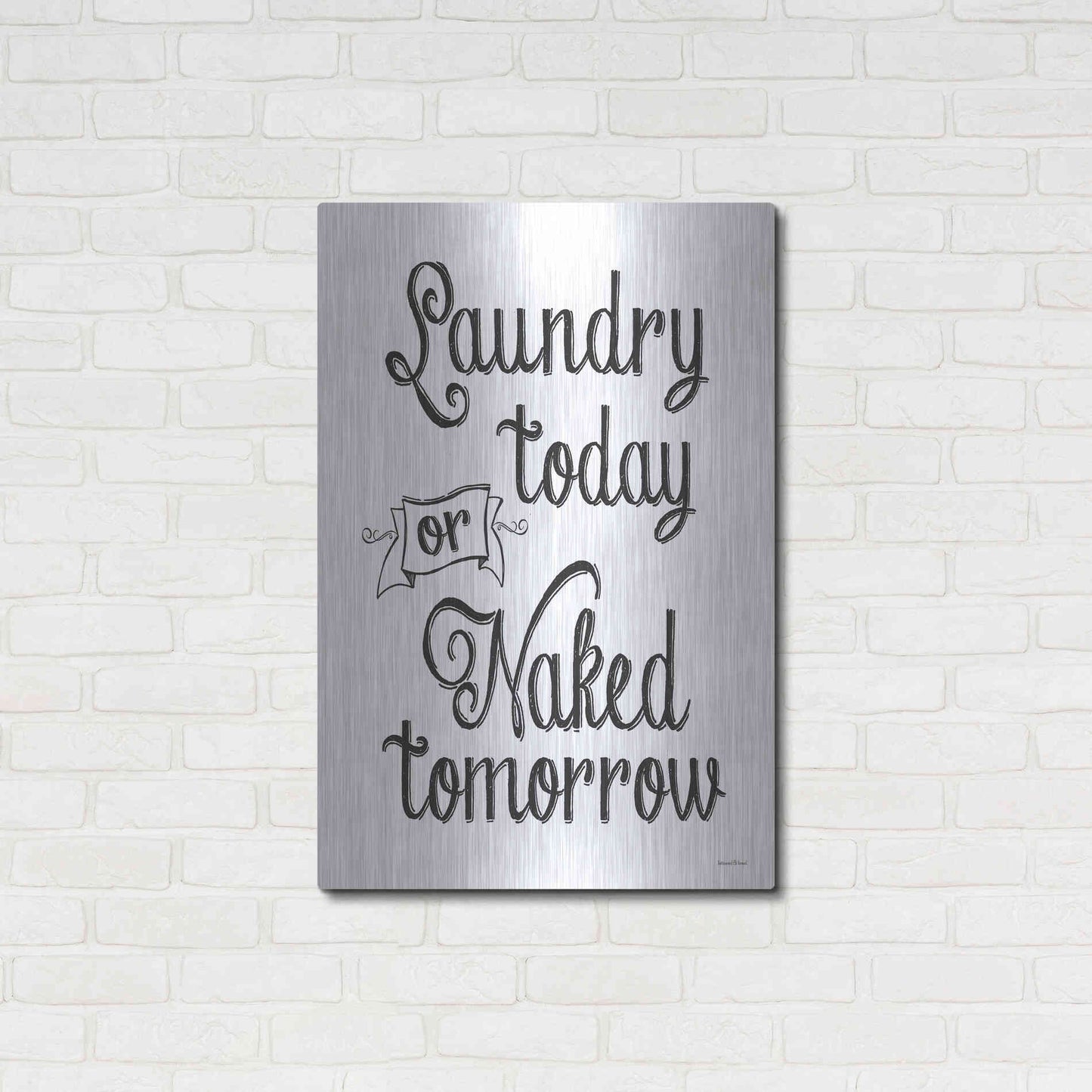 Luxe Metal Art 'Laundry Today' by Lettered & Lined, Metal Wall Art,24x36