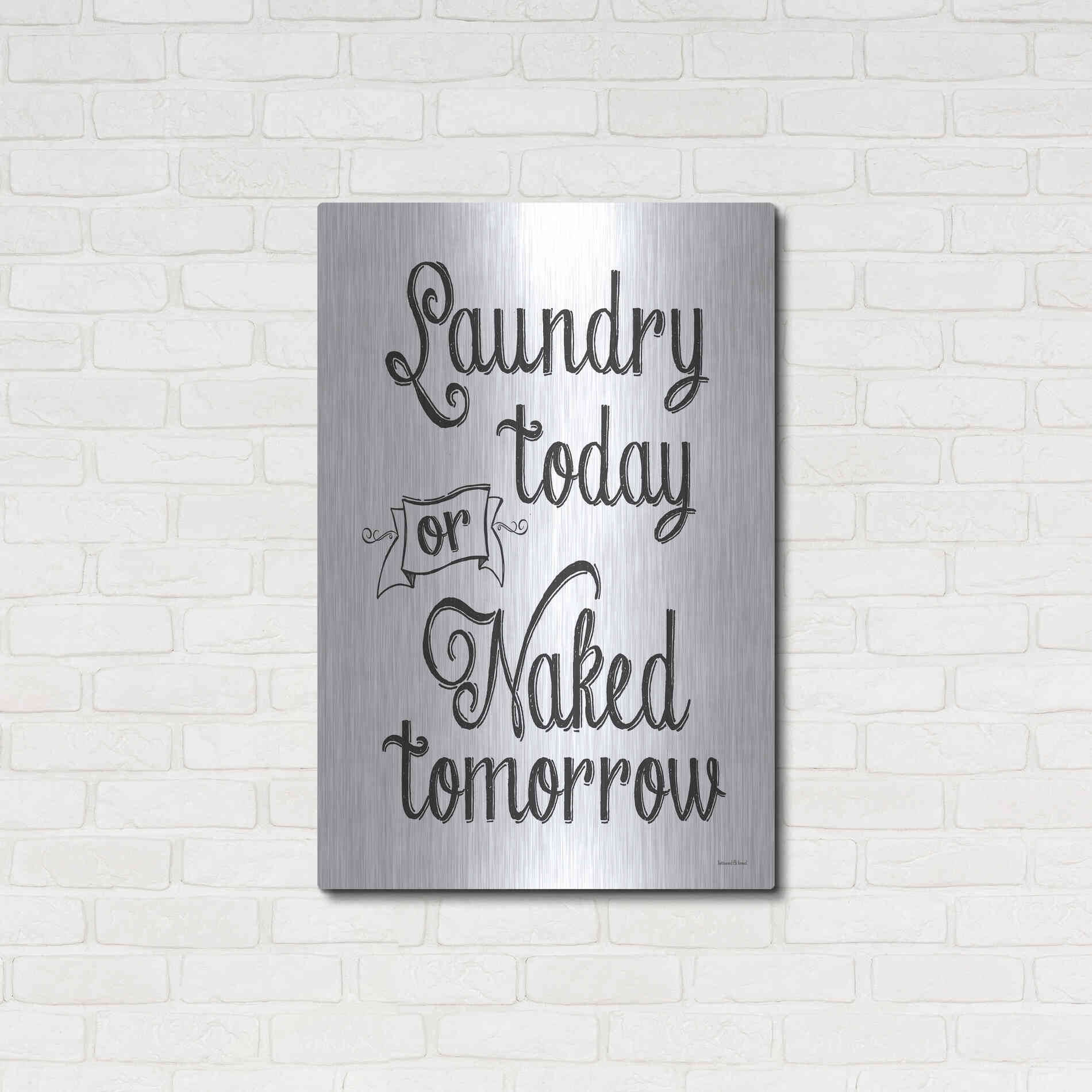 Luxe Metal Art 'Laundry Today' by Lettered & Lined, Metal Wall Art,24x36