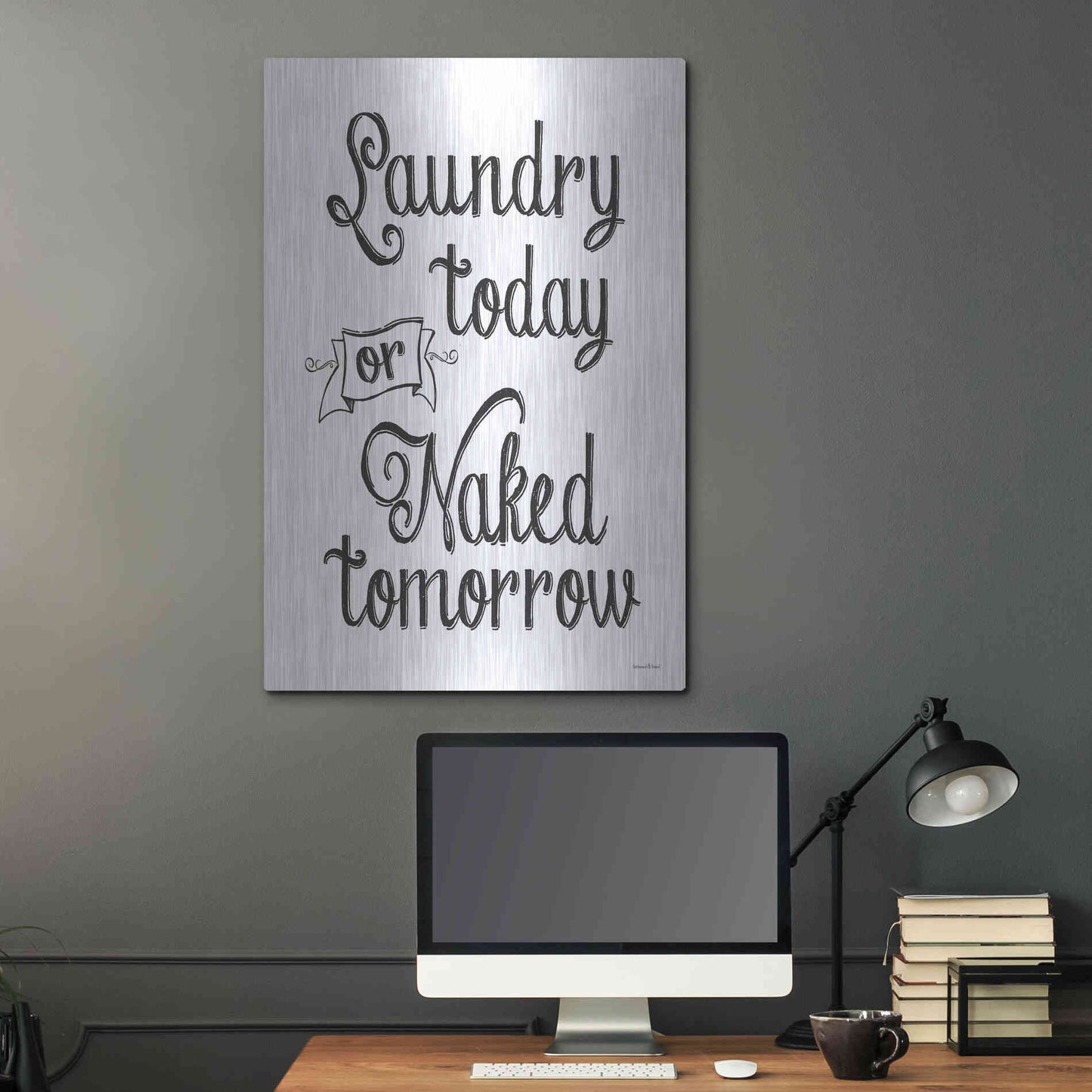 Luxe Metal Art 'Laundry Today' by Lettered & Lined, Metal Wall Art,24x36