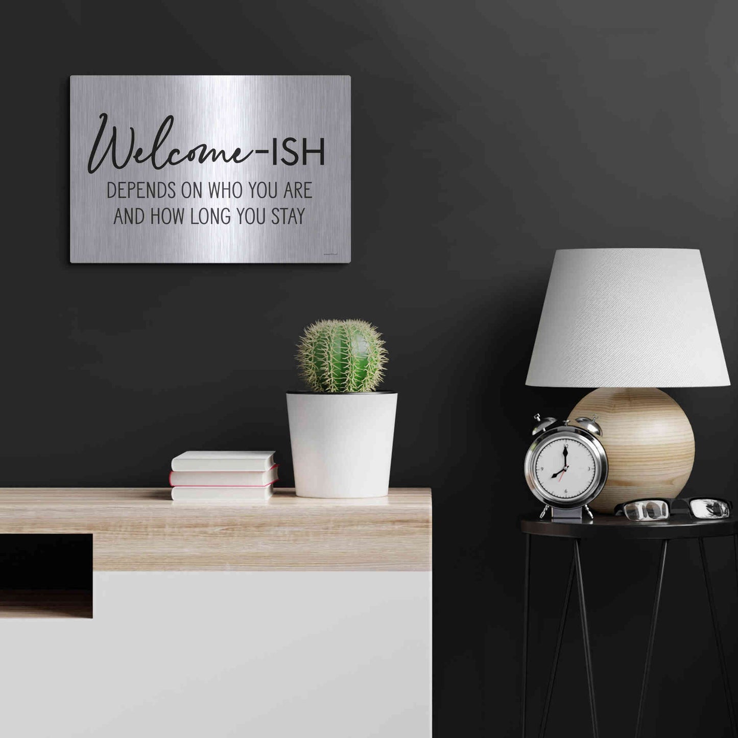 Luxe Metal Art 'Welcome-ish' by Lettered & Lined, Metal Wall Art,24x16