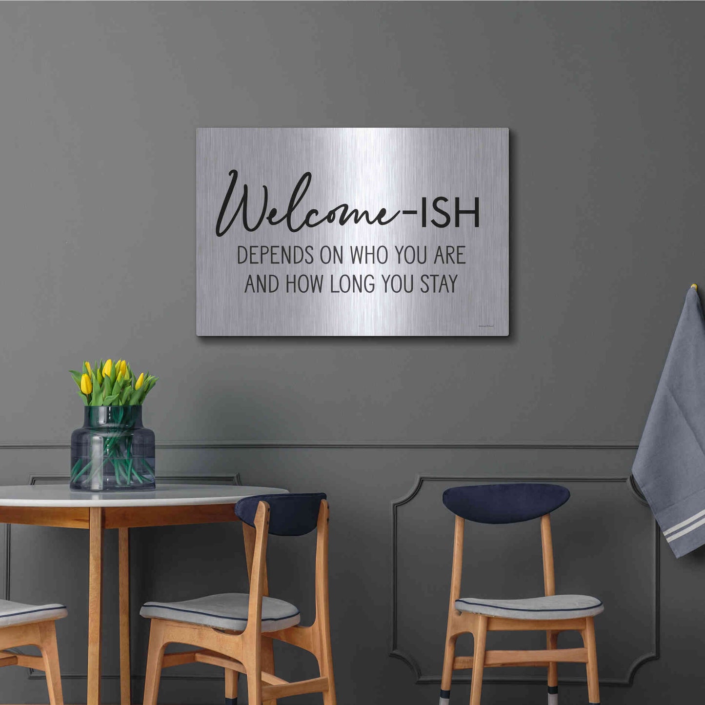 Luxe Metal Art 'Welcome-ish' by Lettered & Lined, Metal Wall Art,36x24