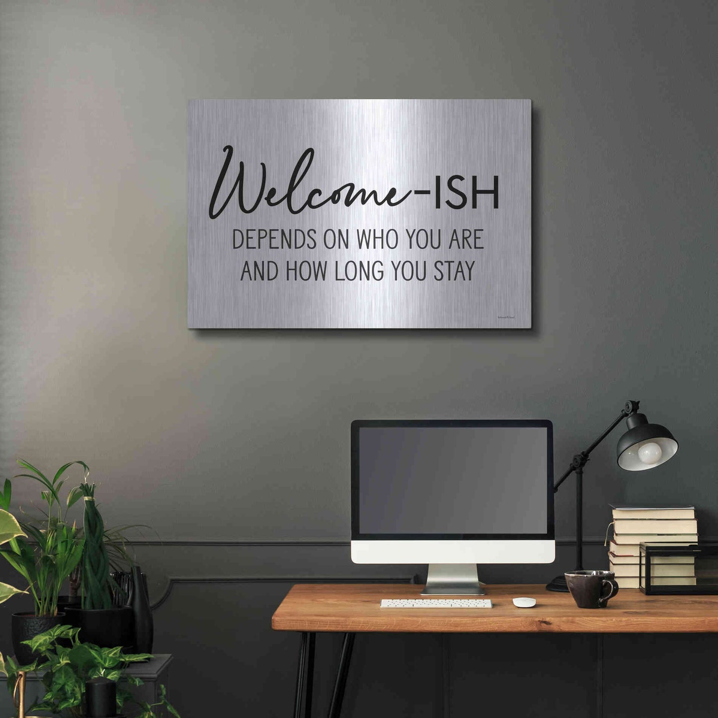 Luxe Metal Art 'Welcome-ish' by Lettered & Lined, Metal Wall Art,36x24
