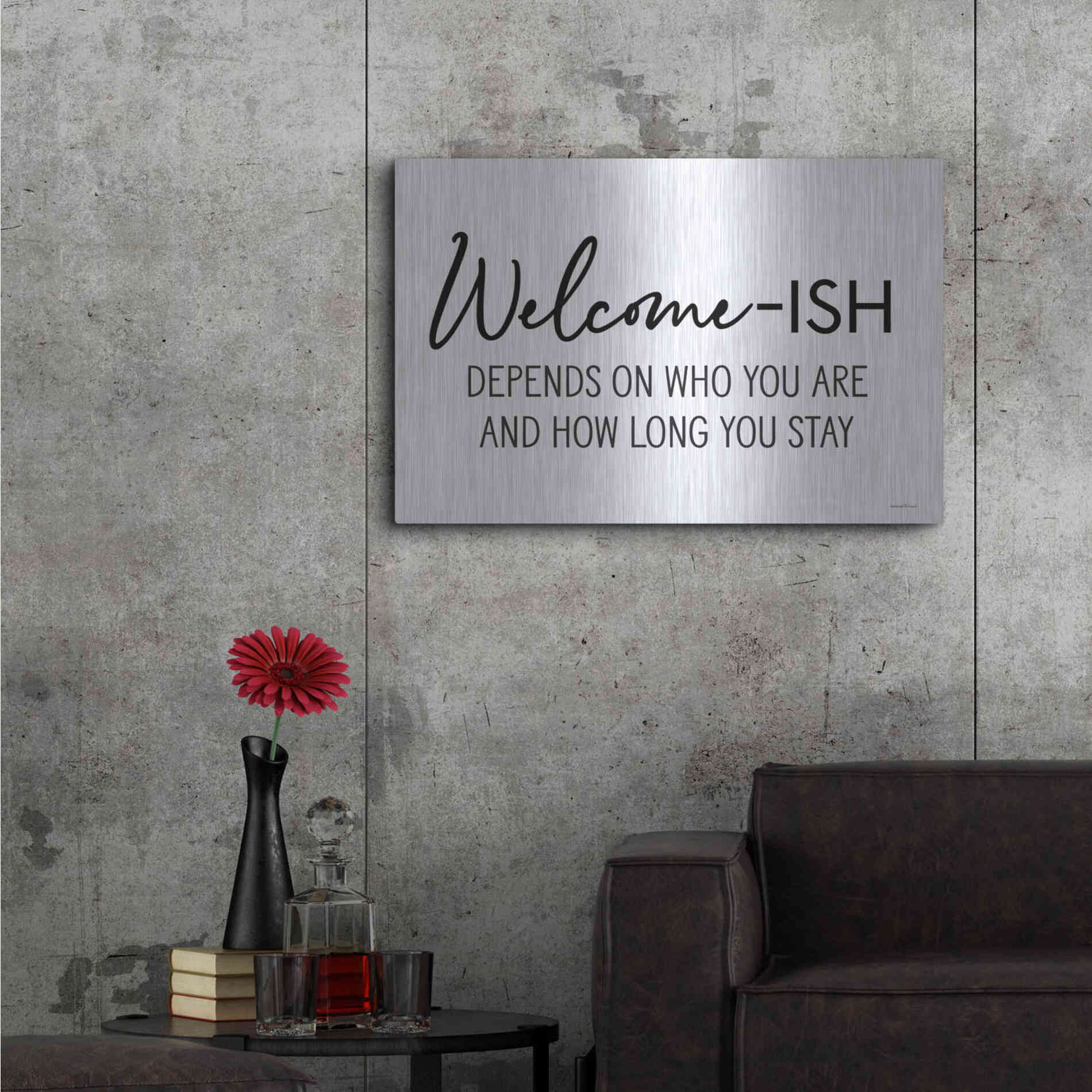 Luxe Metal Art 'Welcome-ish' by Lettered & Lined, Metal Wall Art,36x24