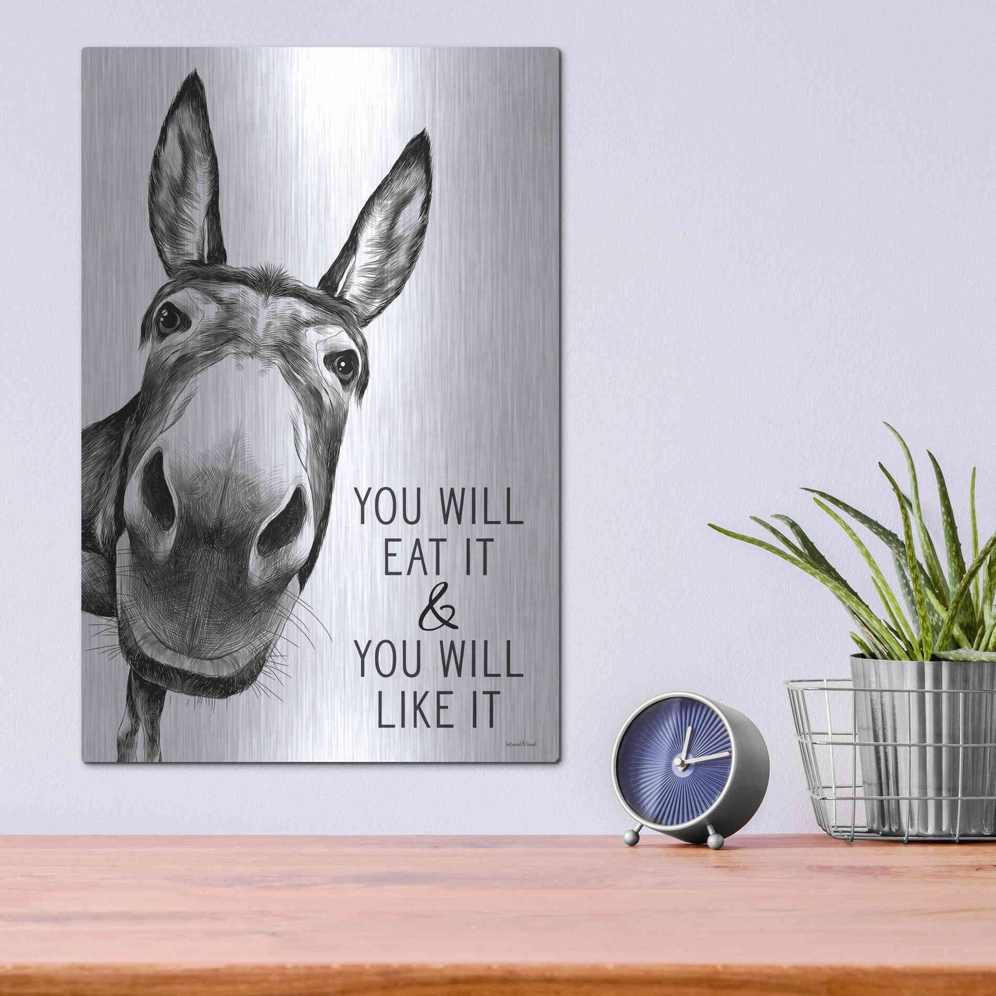 Luxe Metal Art 'You Will Eat It' by Lettered & Lined, Metal Wall Art,12x16