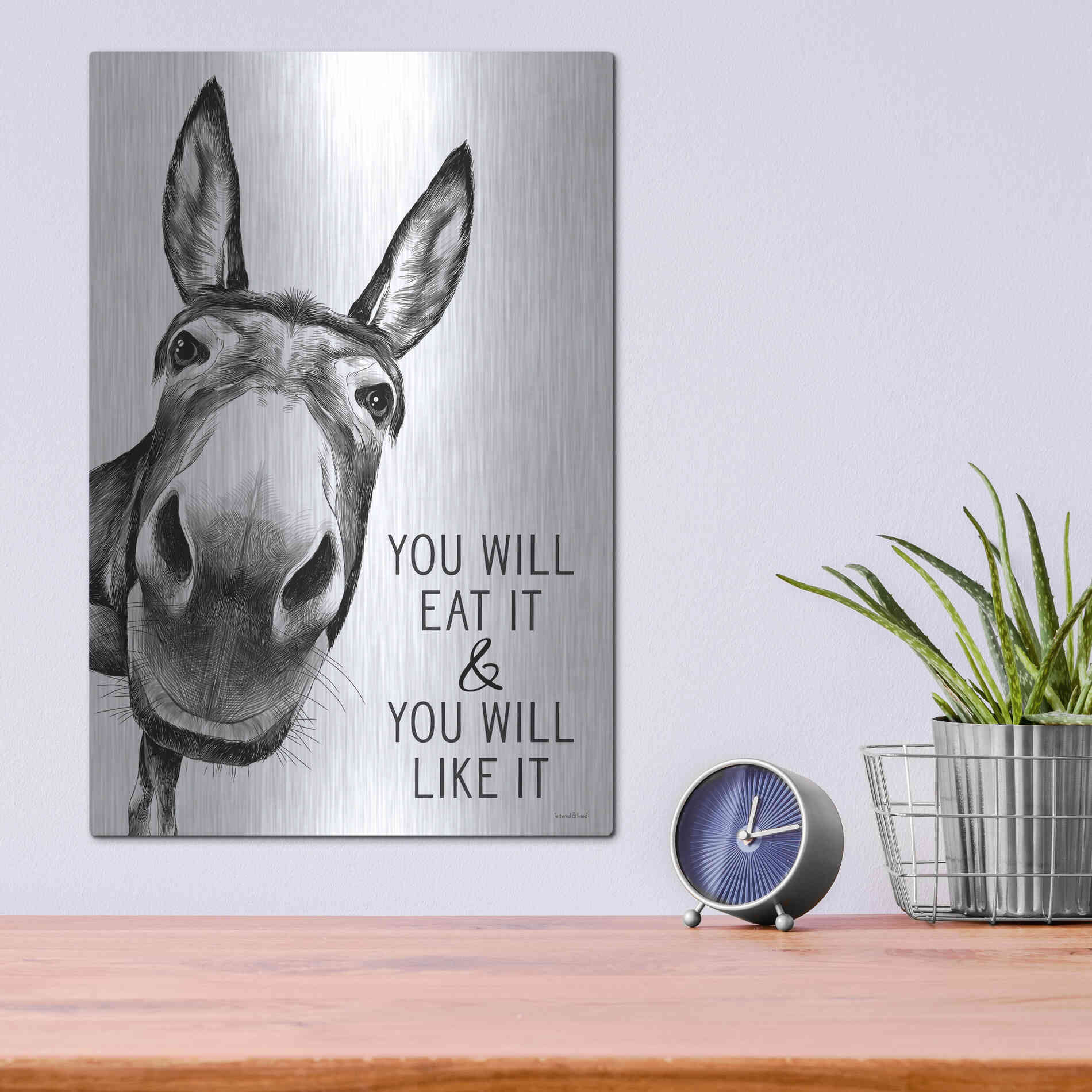 Luxe Metal Art 'You Will Eat It' by Lettered & Lined, Metal Wall Art,12x16