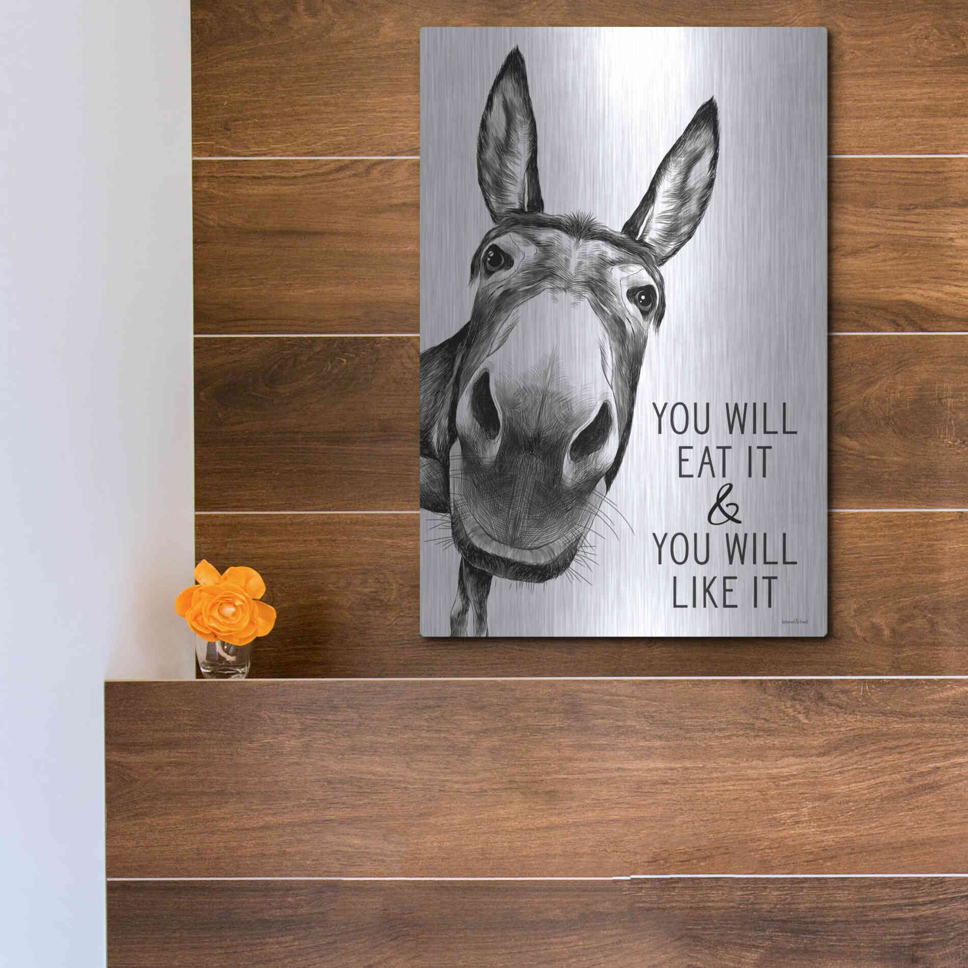 Luxe Metal Art 'You Will Eat It' by Lettered & Lined, Metal Wall Art,12x16