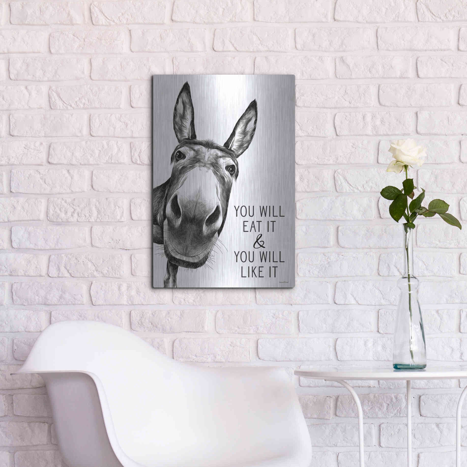 Luxe Metal Art 'You Will Eat It' by Lettered & Lined, Metal Wall Art,16x24