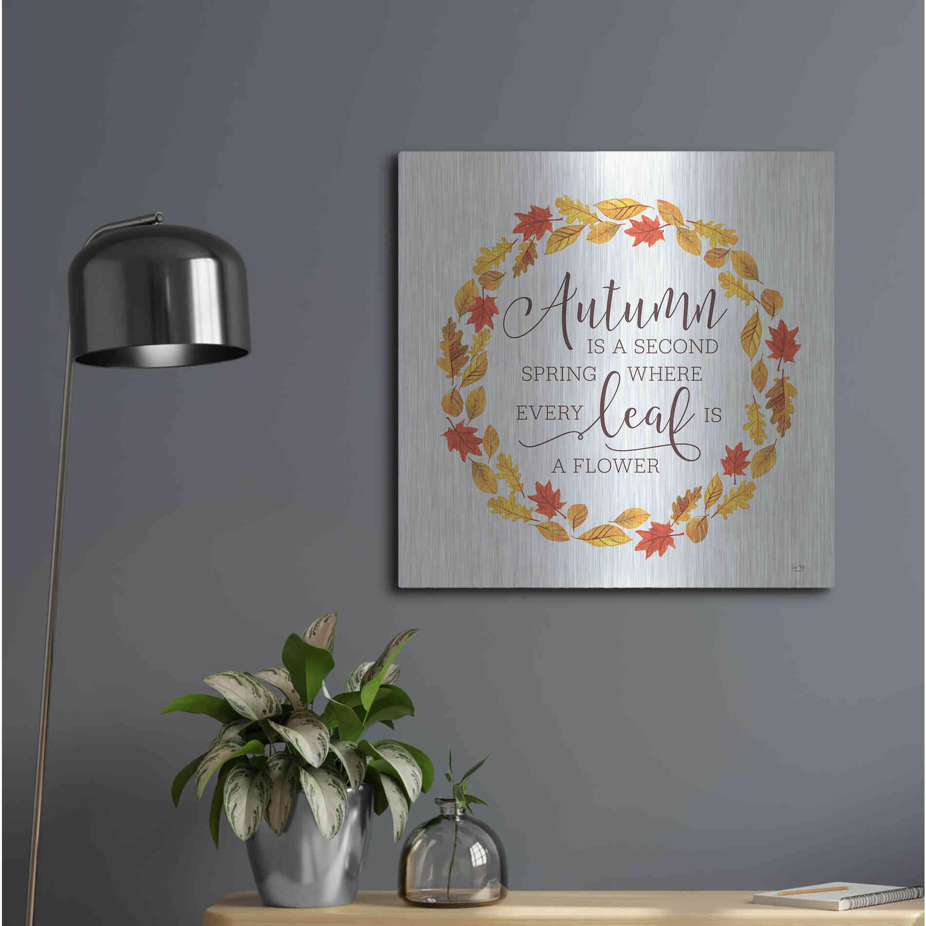 Luxe Metal Art 'Autumn is a Second Spring' by Lux + Me Designs, Metal Wall Art,24x24