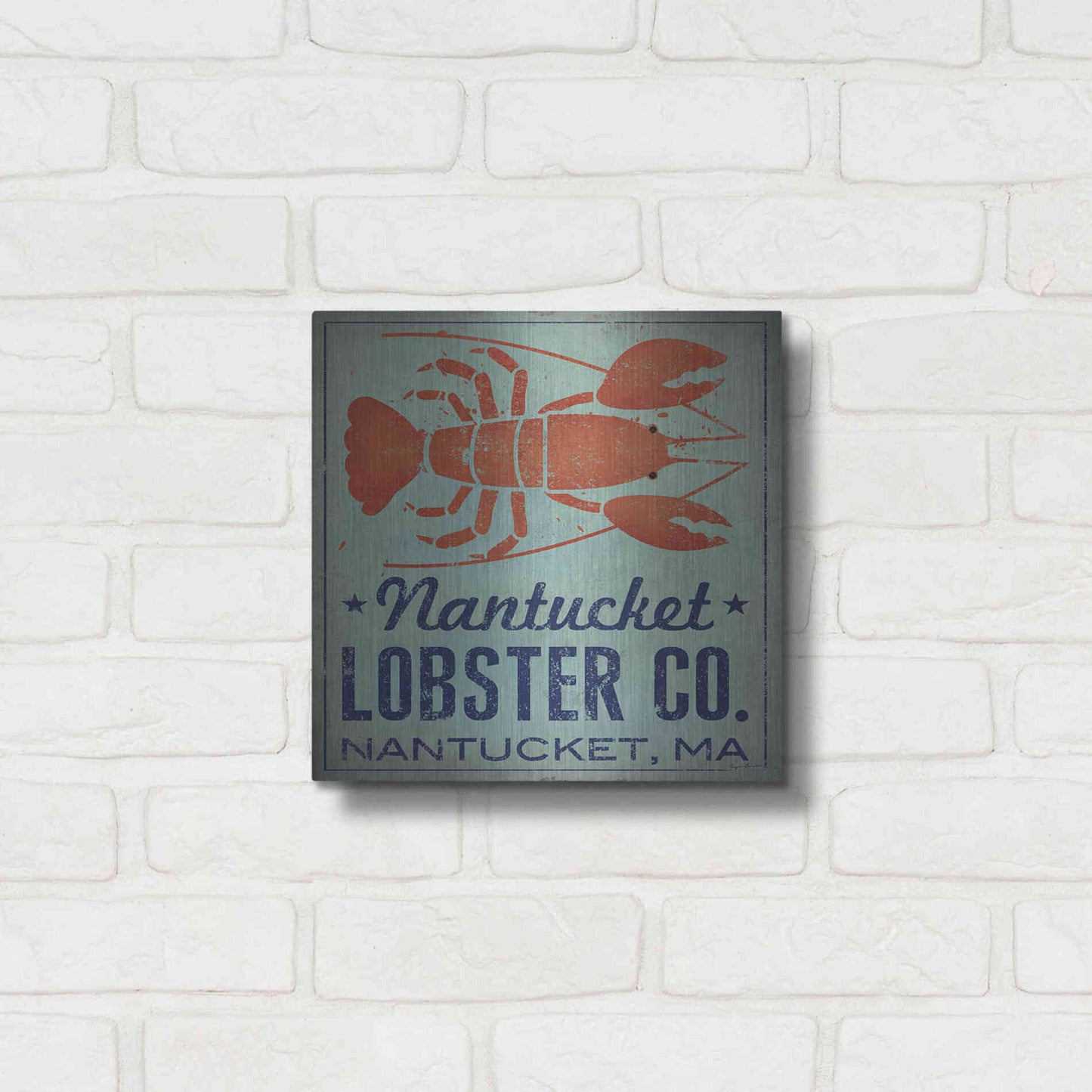 Luxe Metal Art 'Nantucket Lobster Square' by Ryan Fowler, Metal Wall Art,12x12