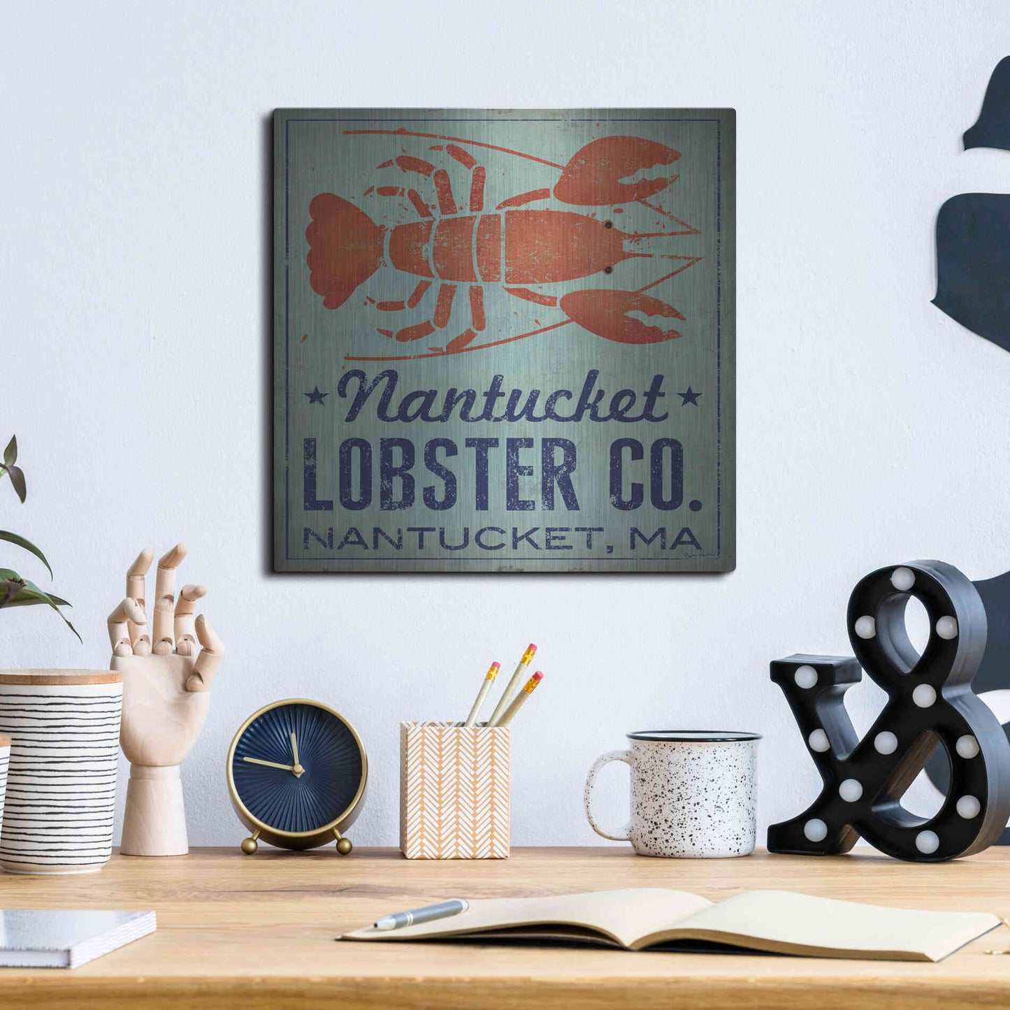 Luxe Metal Art 'Nantucket Lobster Square' by Ryan Fowler, Metal Wall Art,12x12