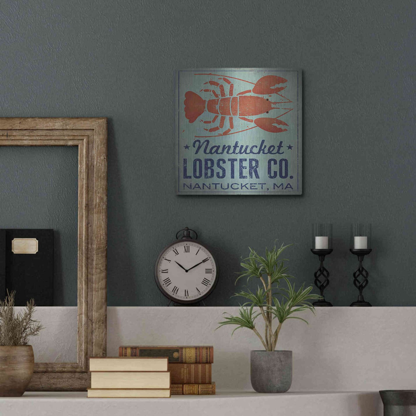 Luxe Metal Art 'Nantucket Lobster Square' by Ryan Fowler, Metal Wall Art,12x12