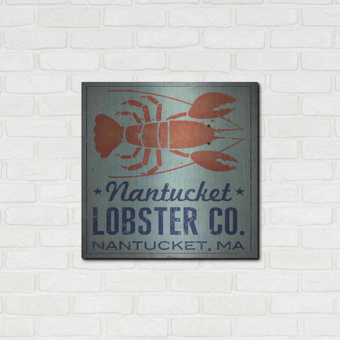 Luxe Metal Art 'Nantucket Lobster Square' by Ryan Fowler, Metal Wall Art,24x24