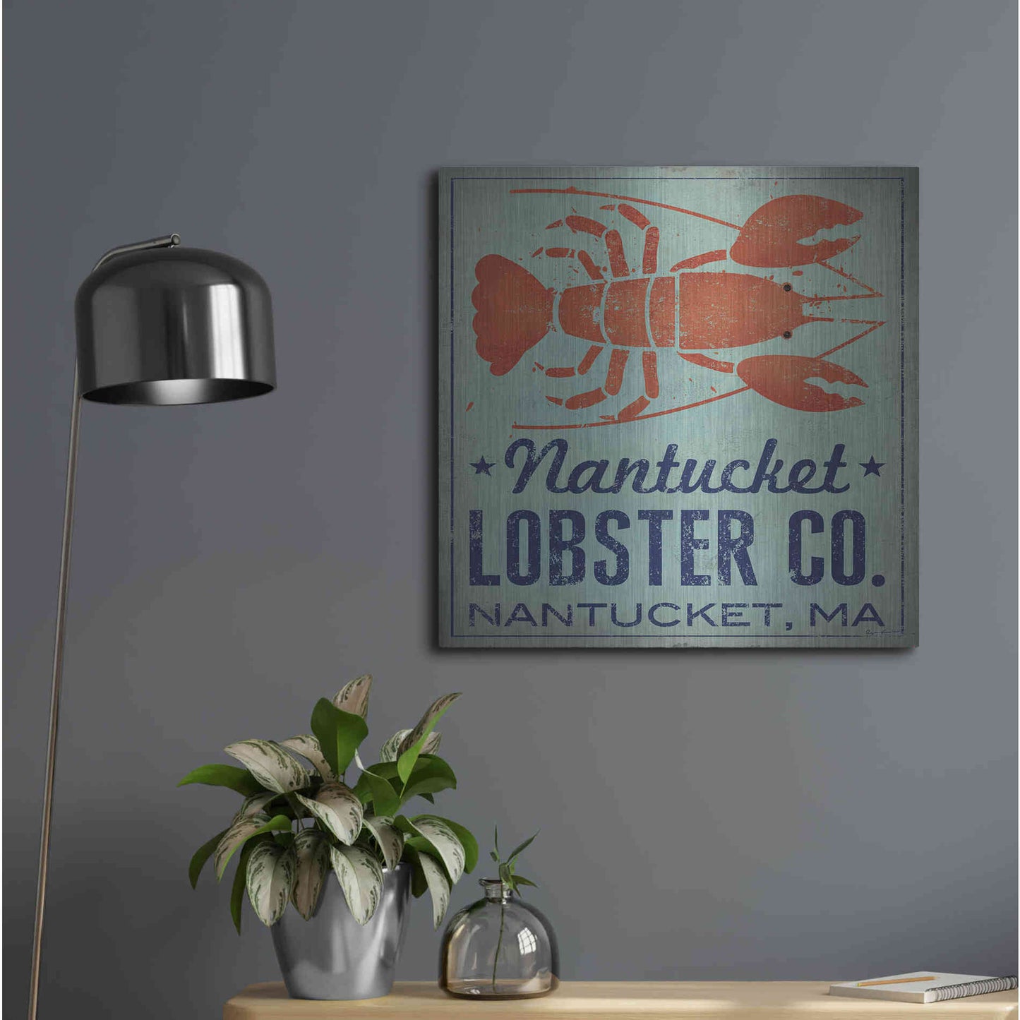 Luxe Metal Art 'Nantucket Lobster Square' by Ryan Fowler, Metal Wall Art,24x24