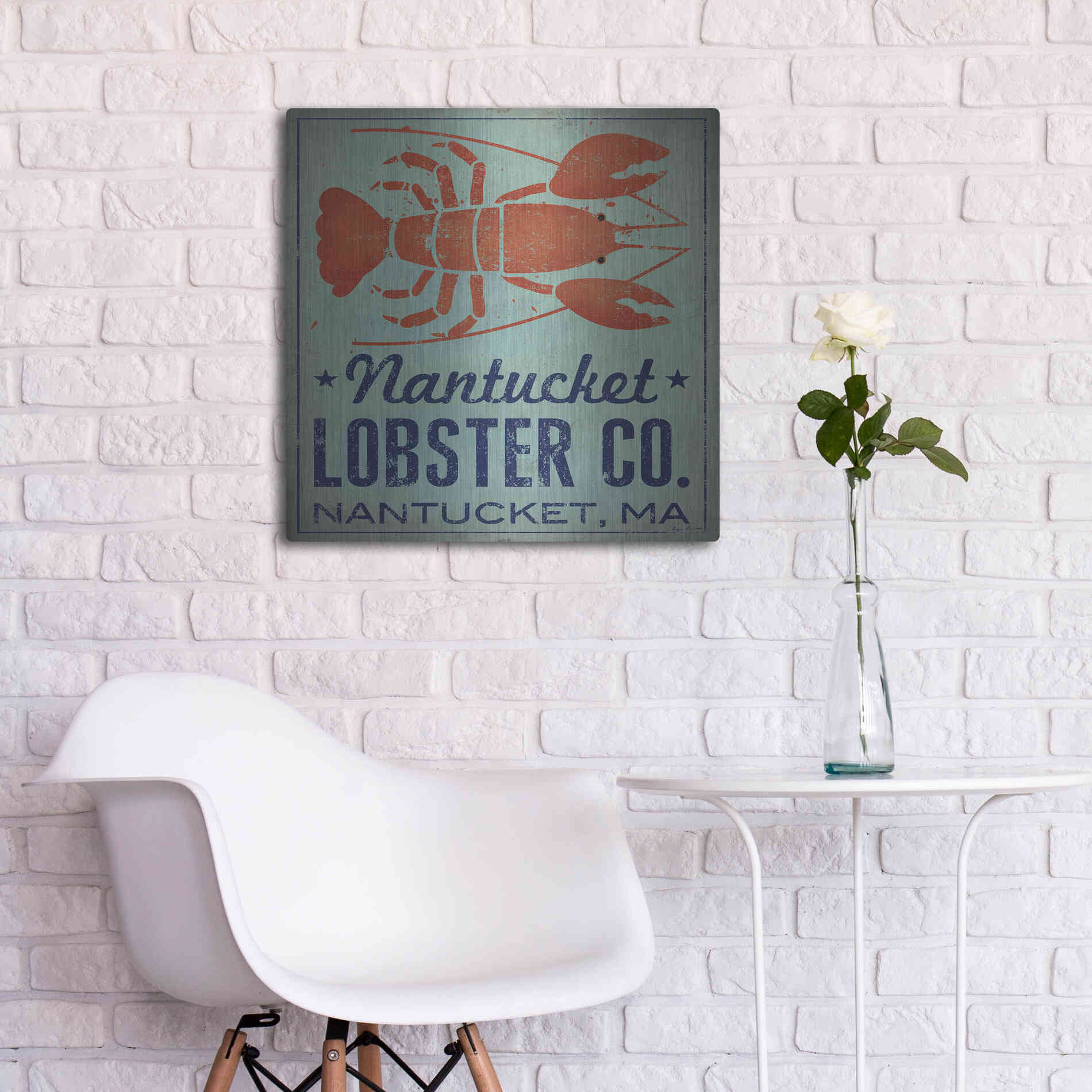 Luxe Metal Art 'Nantucket Lobster Square' by Ryan Fowler, Metal Wall Art,24x24