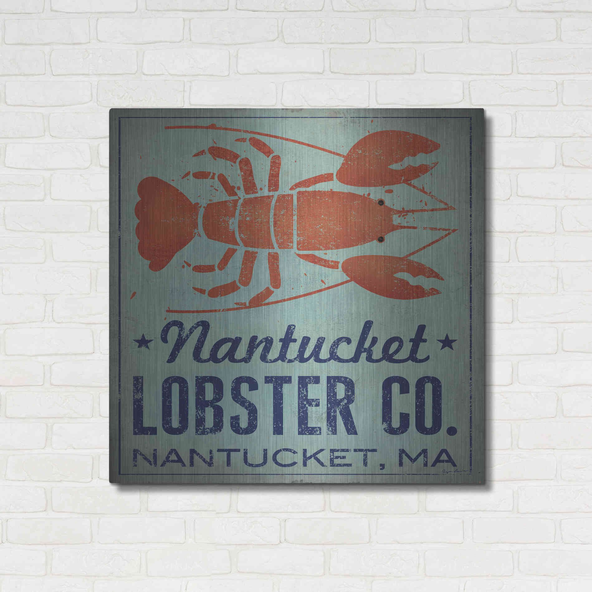 Luxe Metal Art 'Nantucket Lobster Square' by Ryan Fowler, Metal Wall Art,36x36
