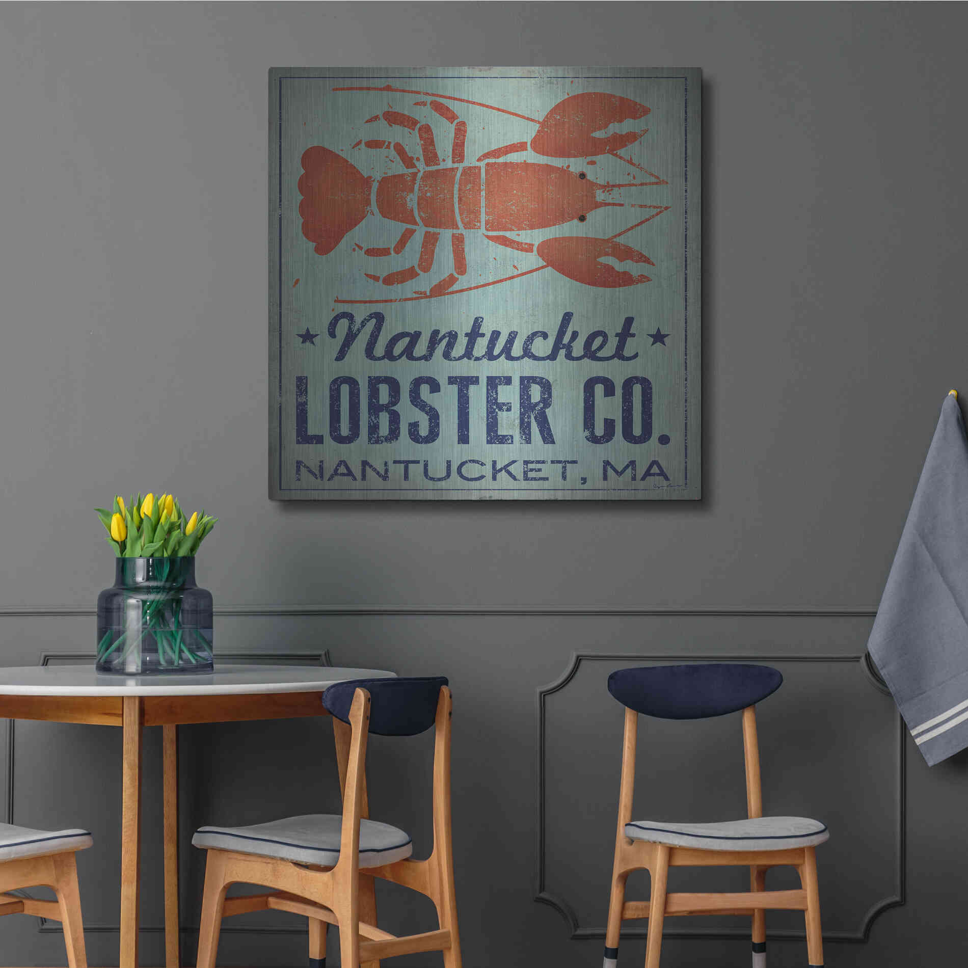 Luxe Metal Art 'Nantucket Lobster Square' by Ryan Fowler, Metal Wall Art,36x36