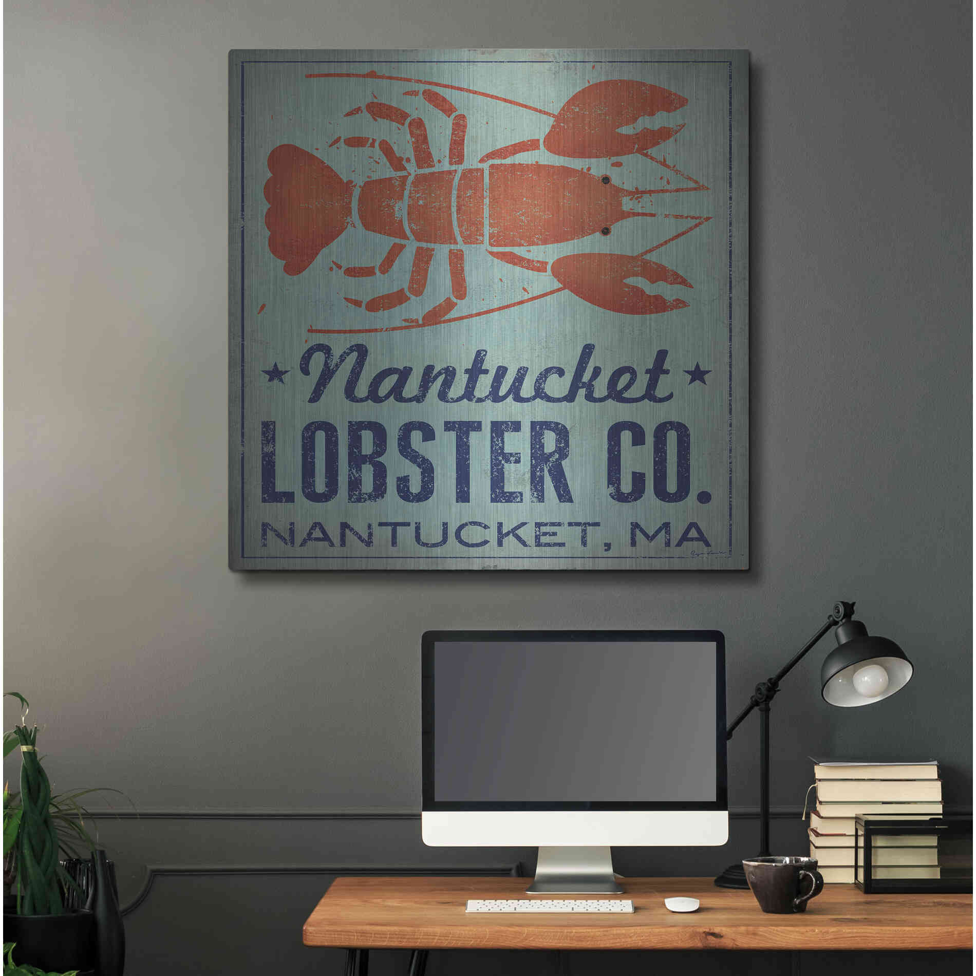 Luxe Metal Art 'Nantucket Lobster Square' by Ryan Fowler, Metal Wall Art,36x36