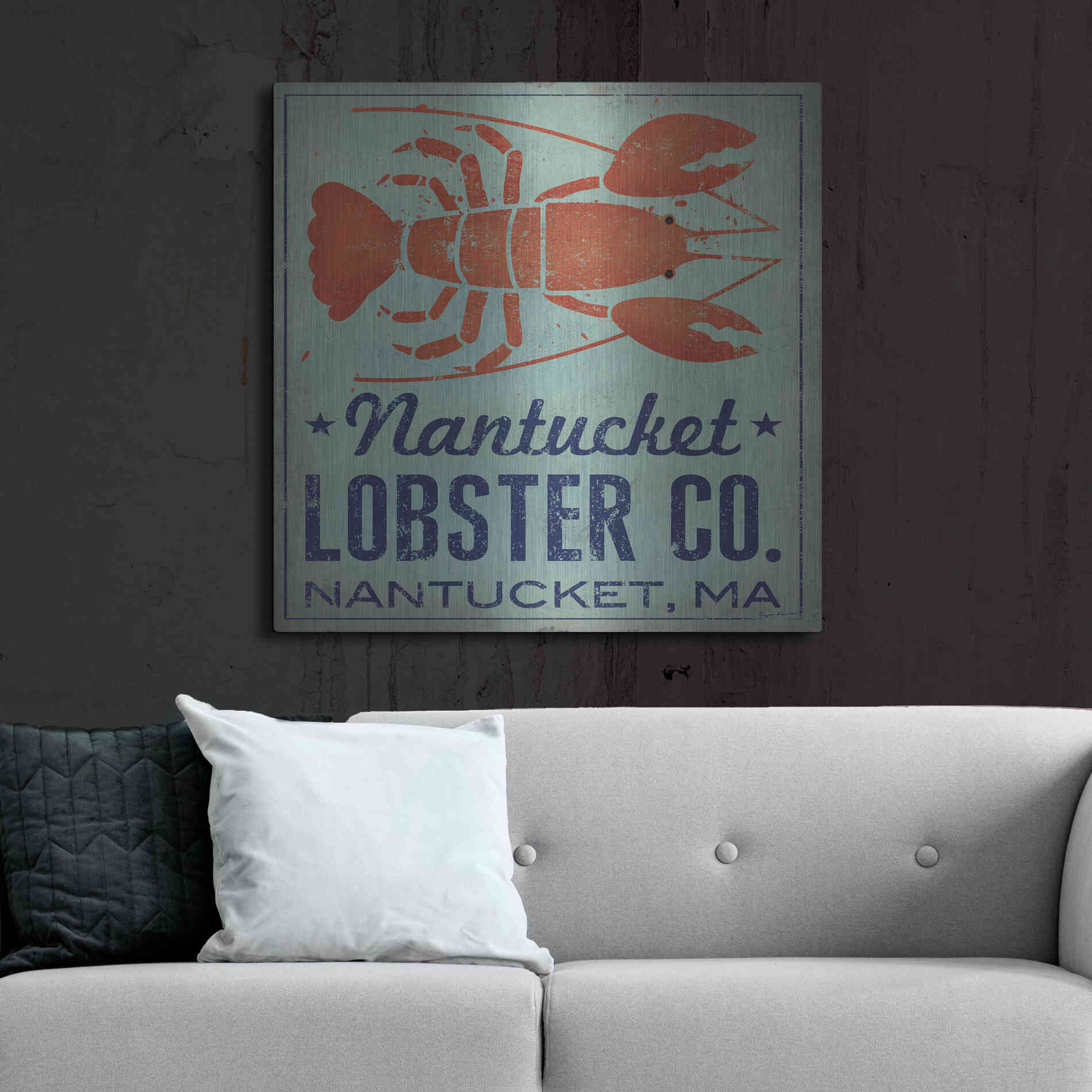 Luxe Metal Art 'Nantucket Lobster Square' by Ryan Fowler, Metal Wall Art,36x36