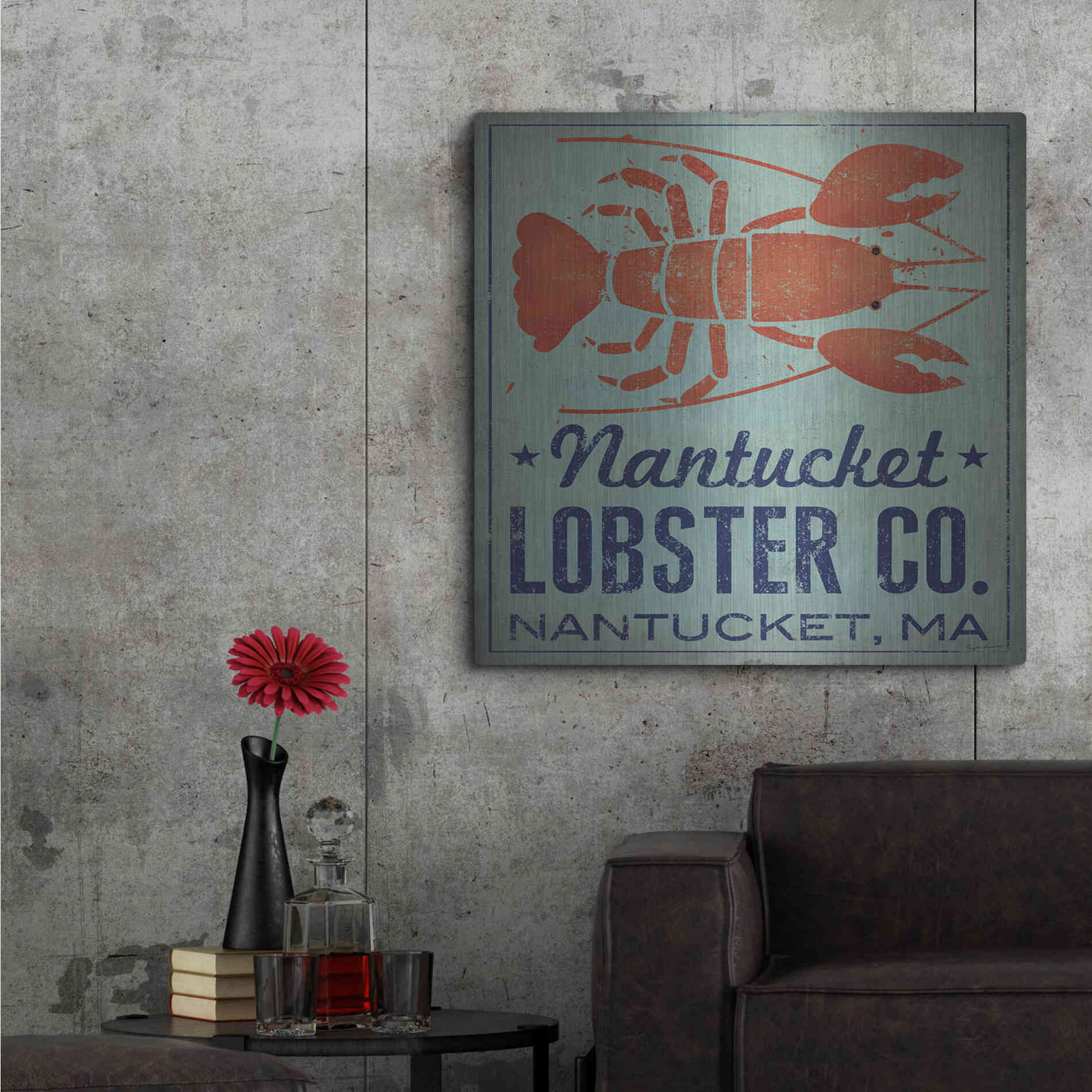 Luxe Metal Art 'Nantucket Lobster Square' by Ryan Fowler, Metal Wall Art,36x36