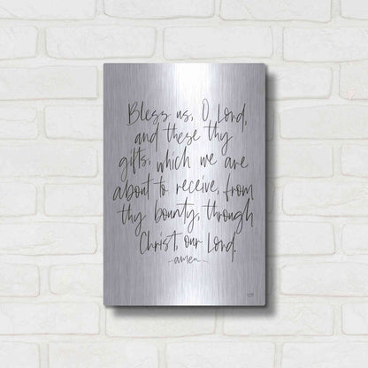 Luxe Metal Art 'Bless Us on White' by Lux + Me Designs, Metal Wall Art,12x16